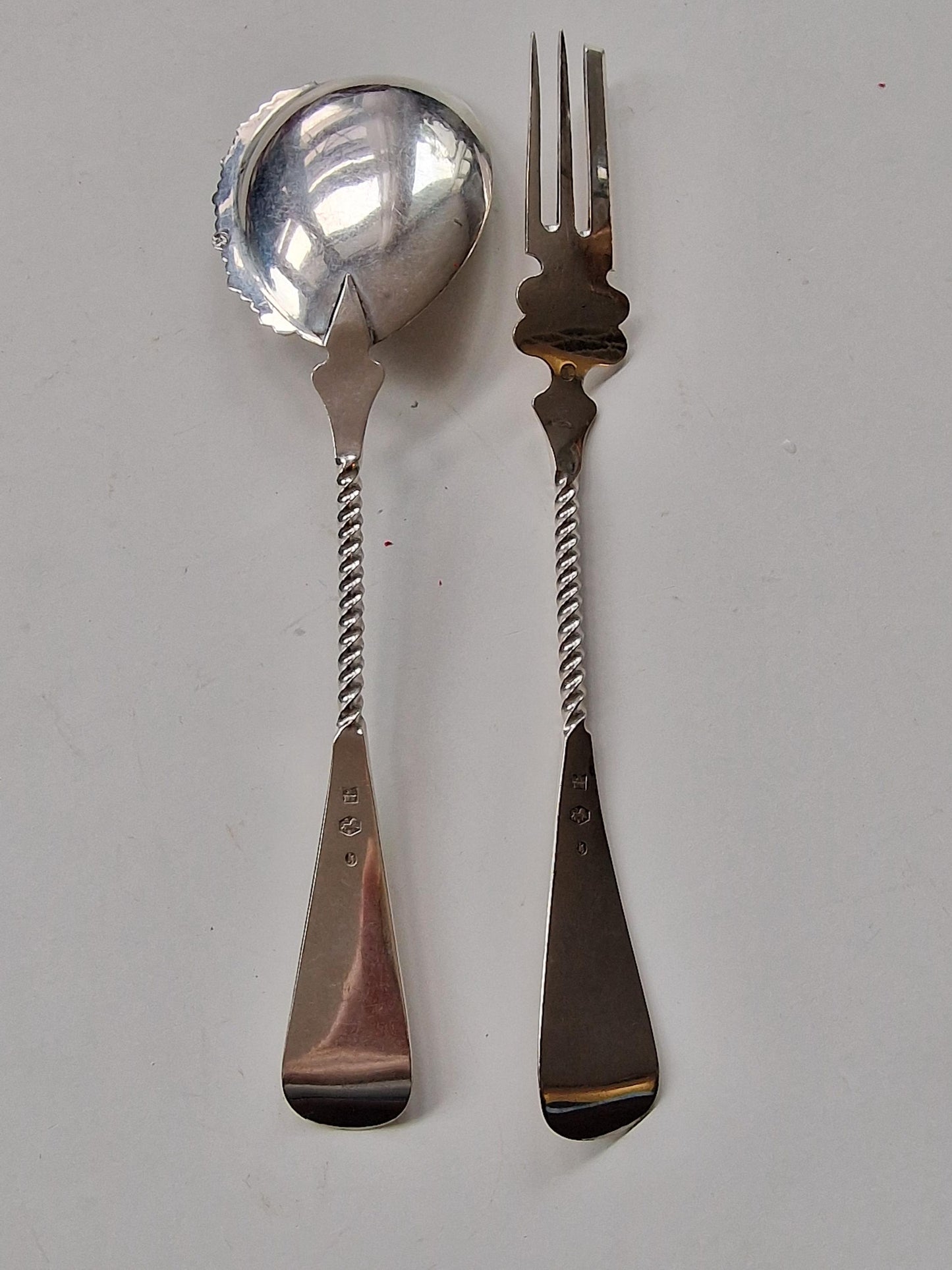 Antique Dutch Silver Pastry Set, 1894, Engraved Cutlery