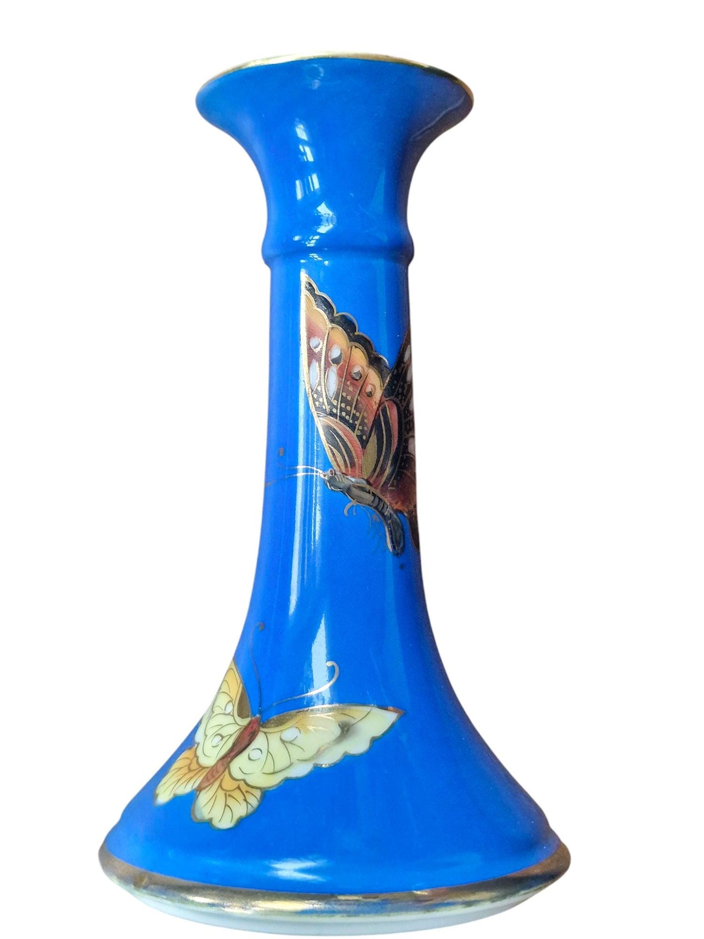 noritake japanese porcelain butterfly vase cobalt blue