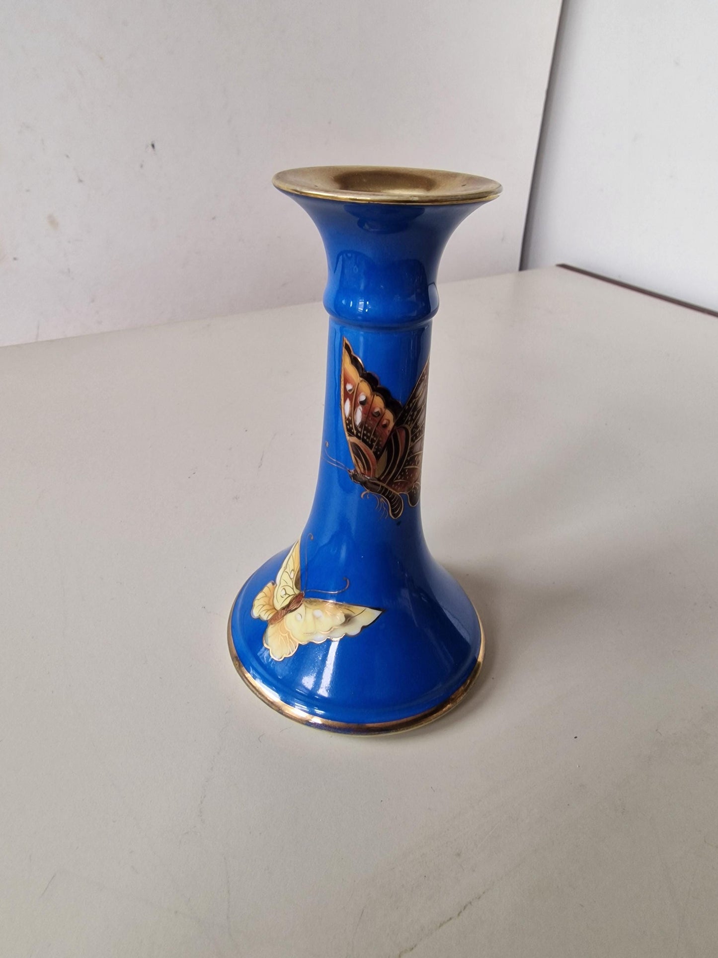 noritake japanese porcelain butterfly vase cobalt blue