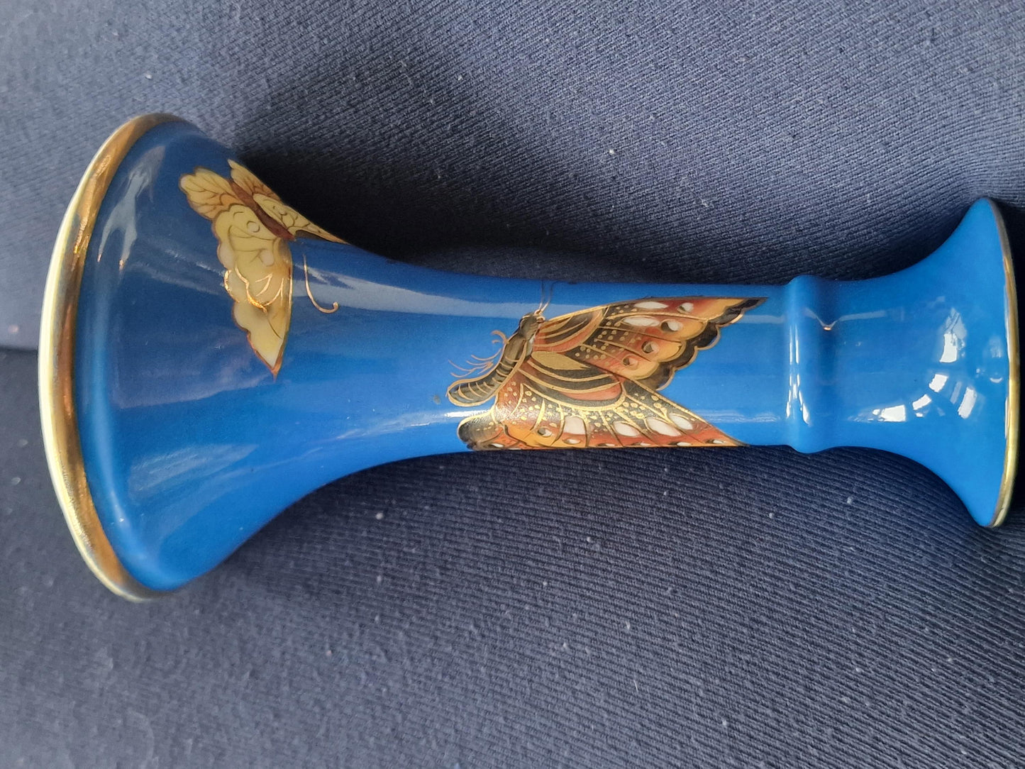noritake japanese porcelain butterfly vase cobalt blue