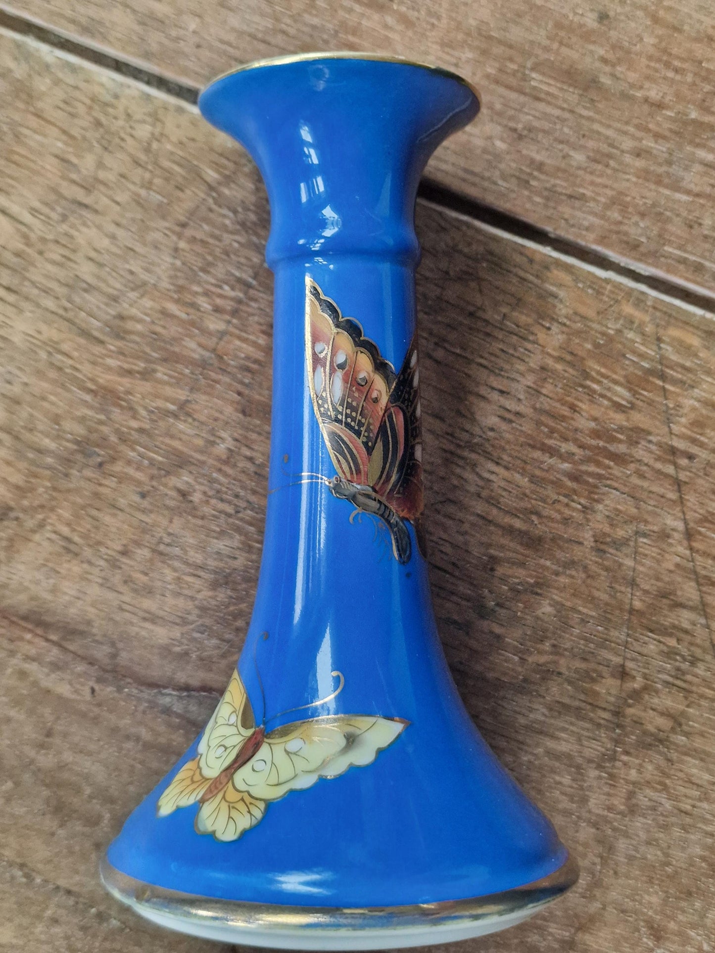 noritake japanese porcelain butterfly vase cobalt blue