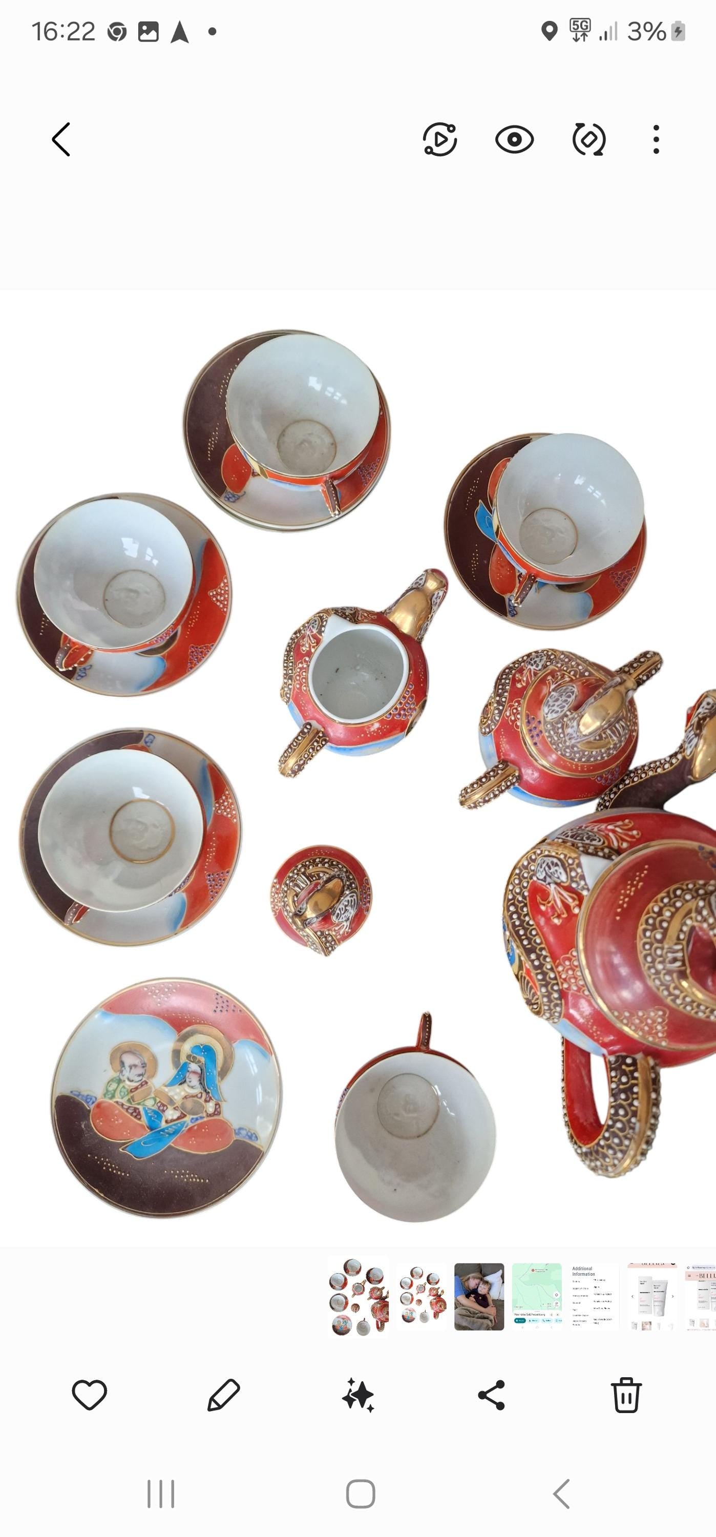 Antique Japanese Eggshell Porcelain Tea Set, Geisha Lithophane, Dragon Teapot