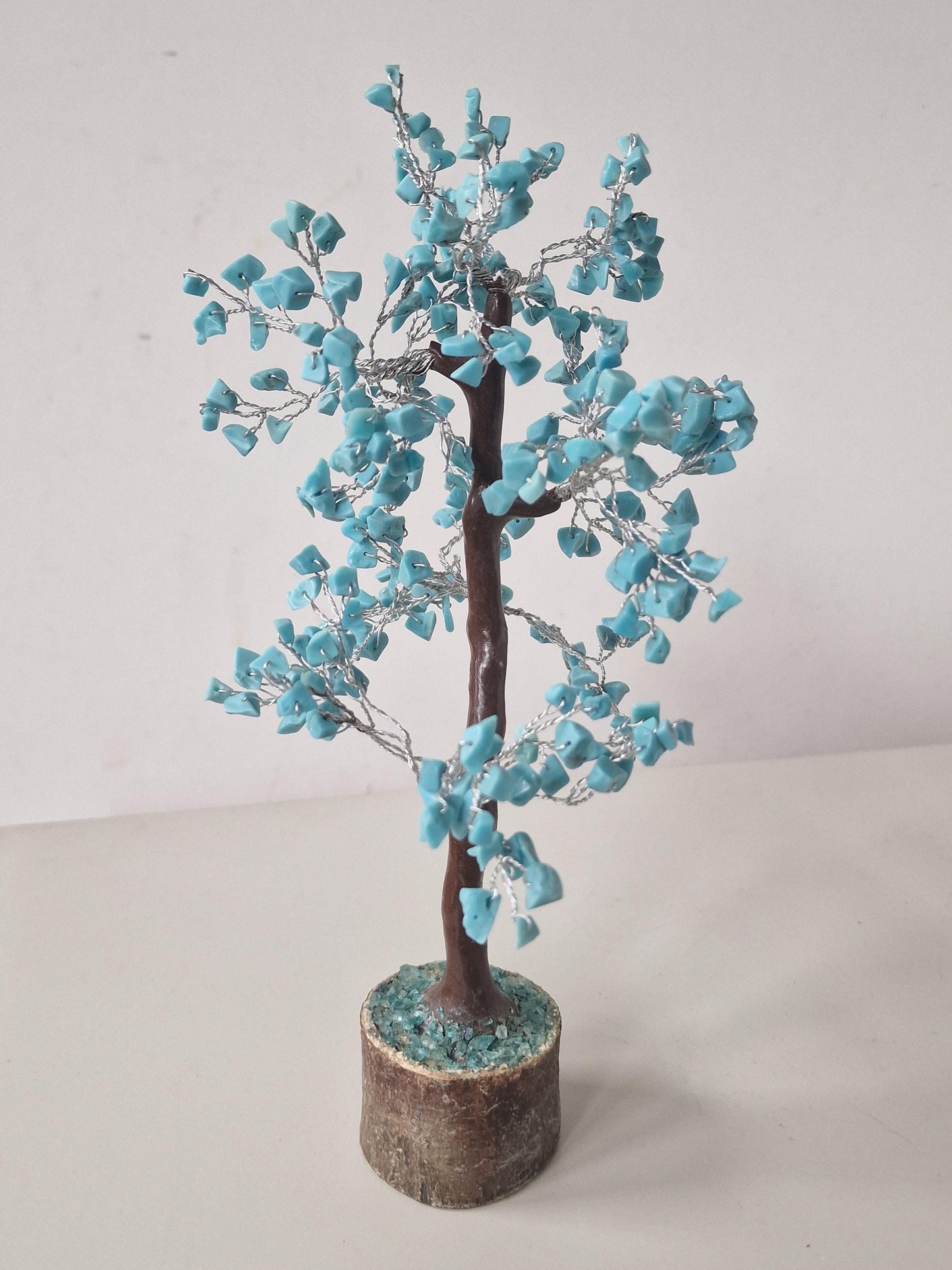 Turquoise Gemstone Bonsai Tree, Wire Sculpture, Chakra Healing