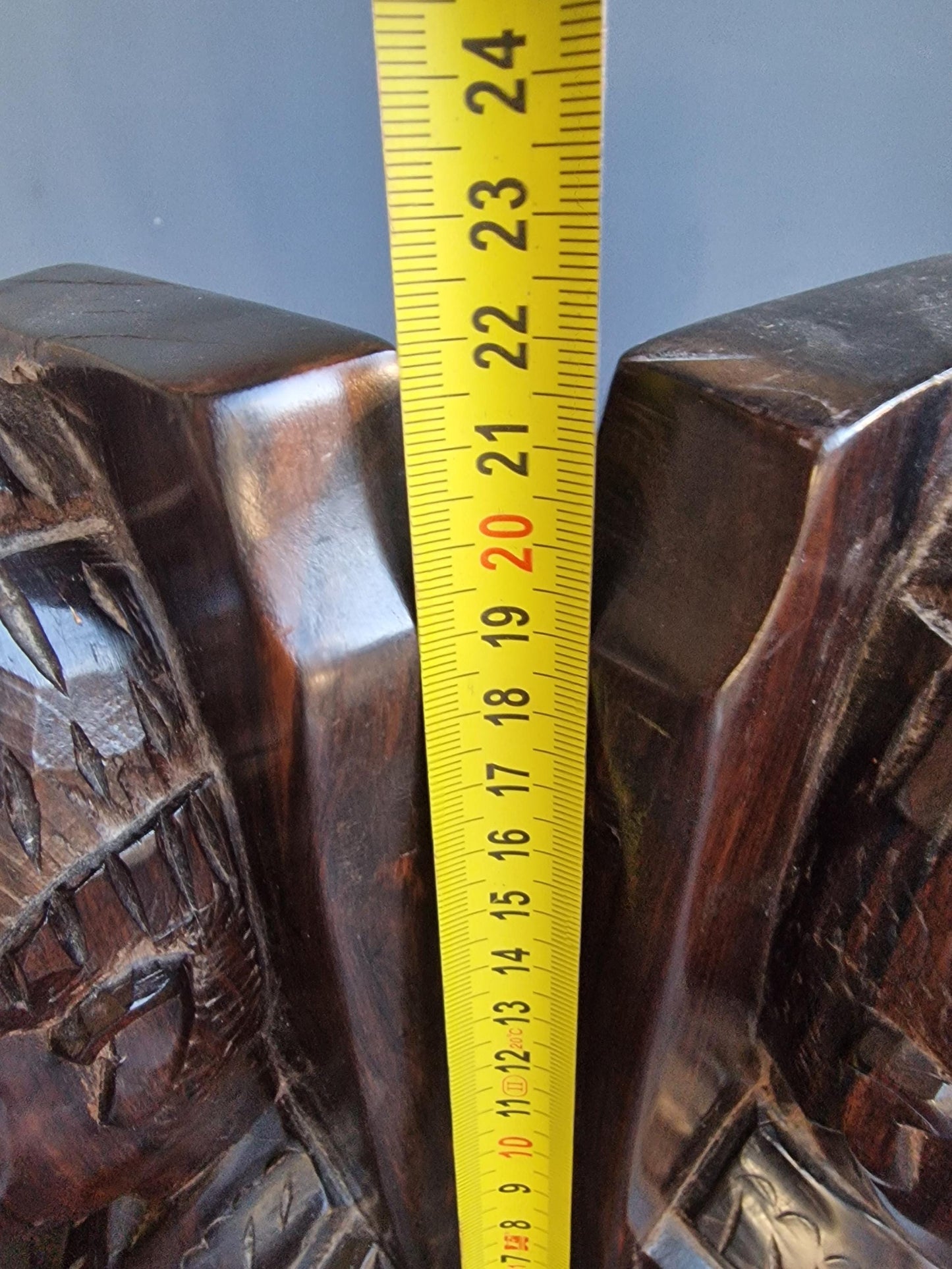 Hand Carved Ebony Wood Bookends, African Figural Sculpture