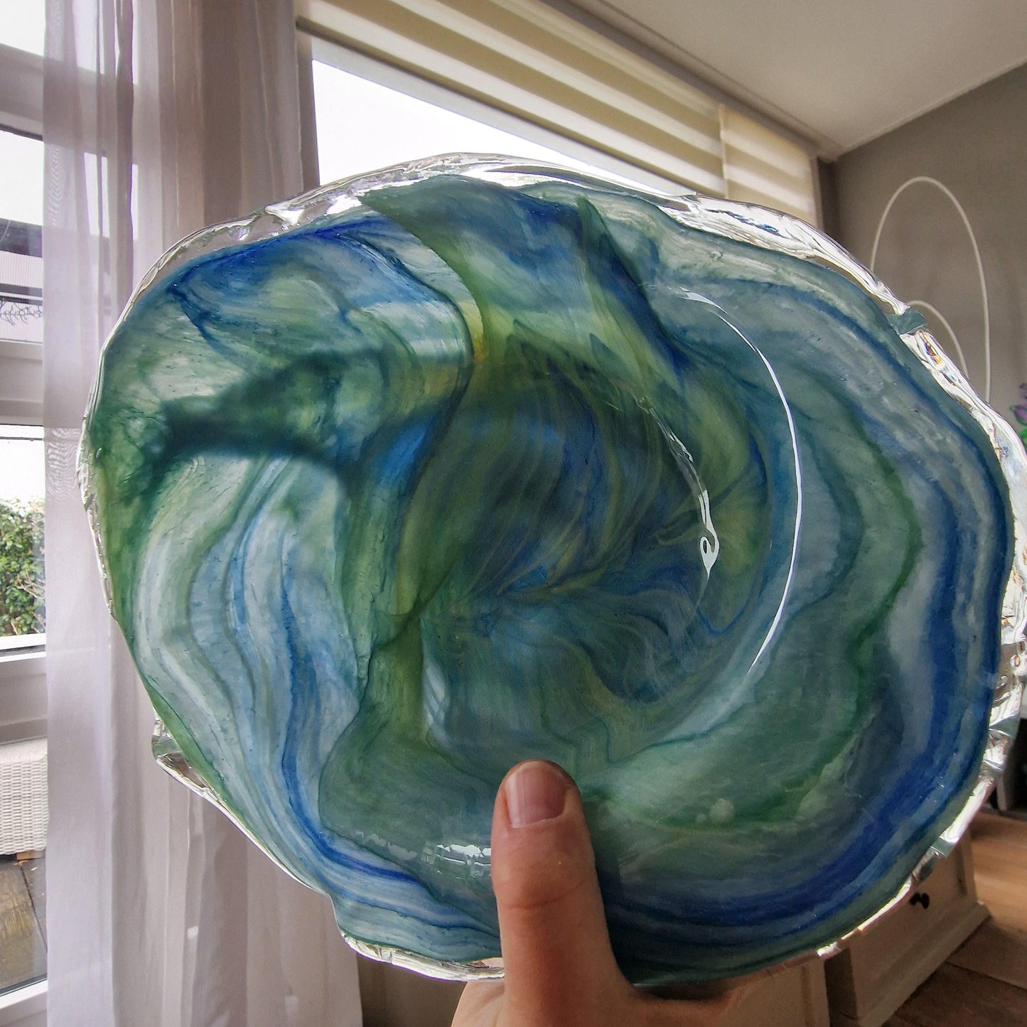 Bowl object  german glass art by peter kaspar, 25 cm,