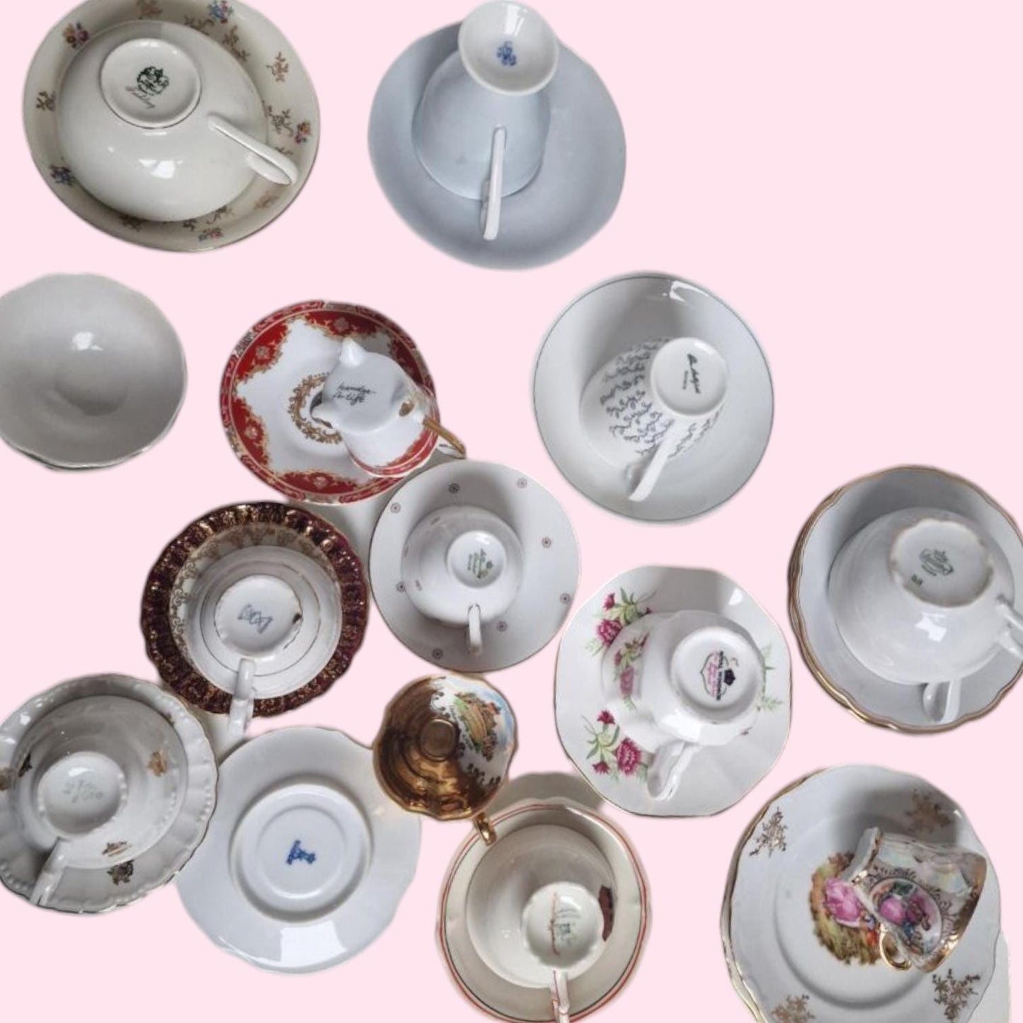 Vintage European Porcelain Tea Set, 34 Piece, Bing & Grondahl, Wedgwood, Royal Albert