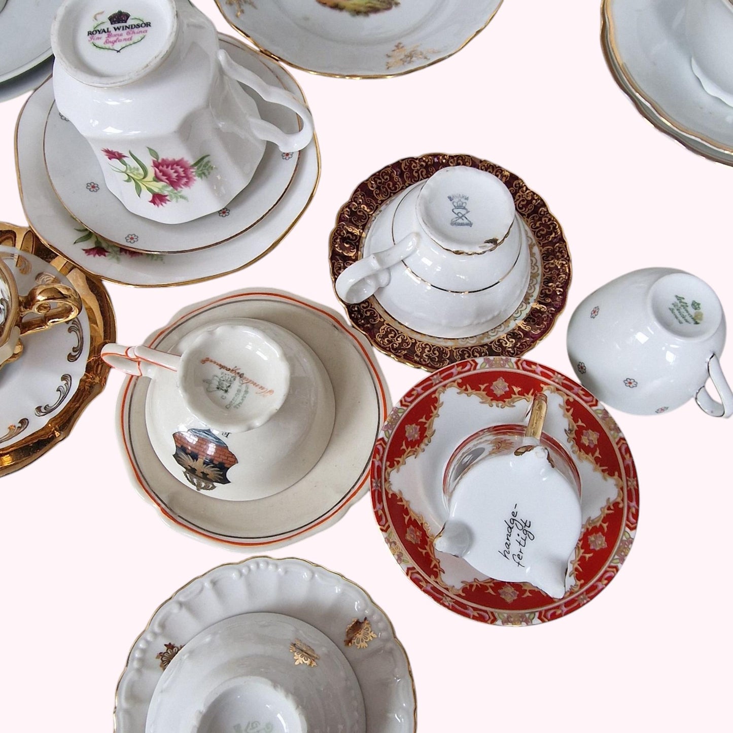 Vintage European Porcelain Tea Set, 34 Piece, Bing & Grondahl, Wedgwood, Royal Albert