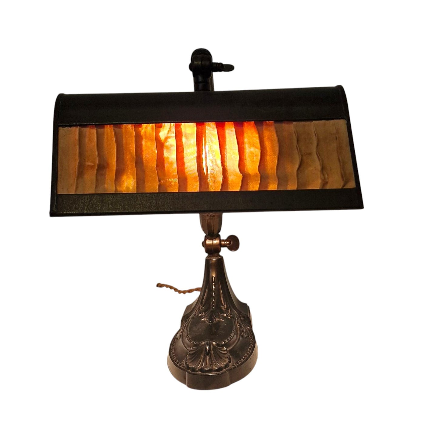 Art Nouveau Desk Lamp, Jugendstil Clerk Lamp, Adjustable Shade
