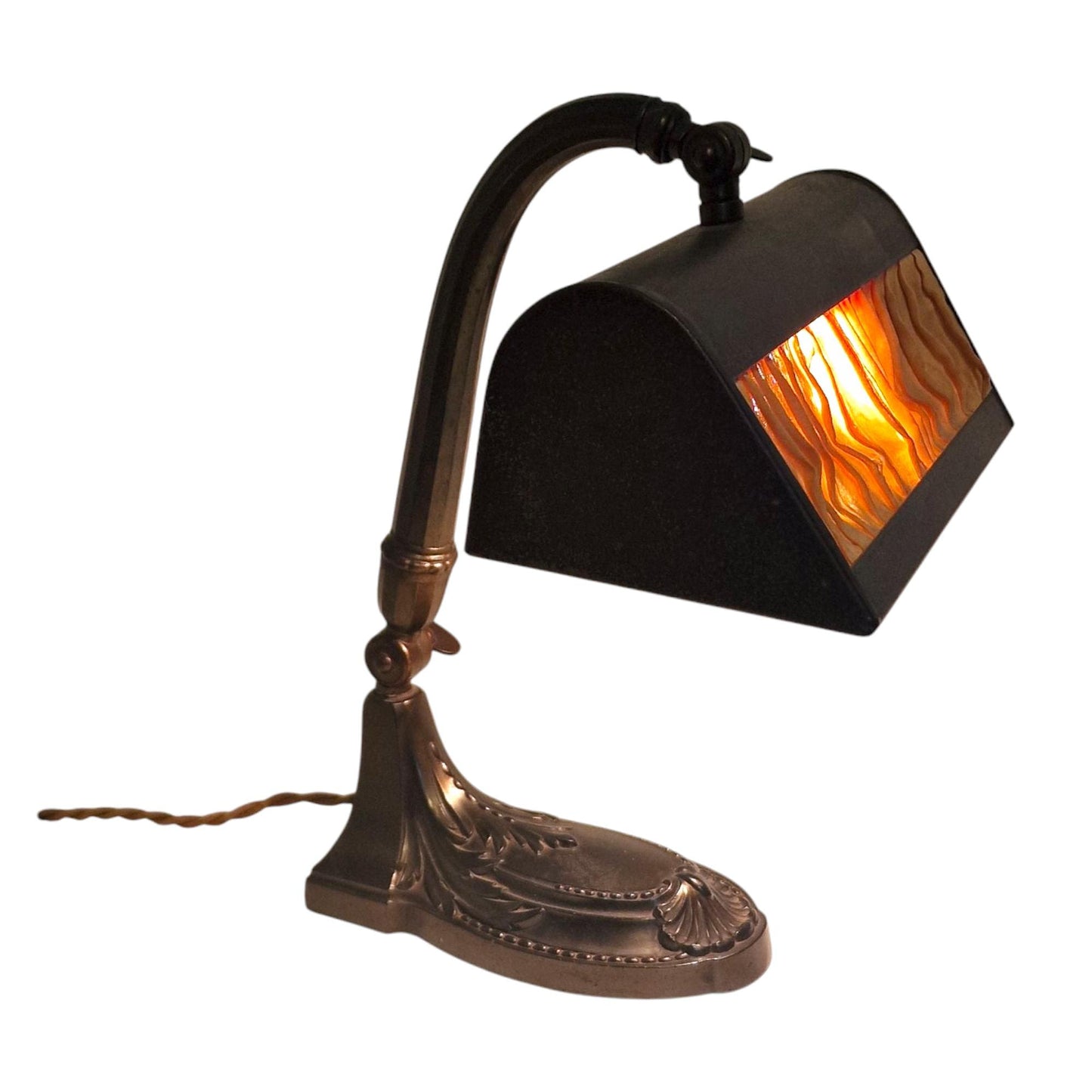 Art Nouveau Desk Lamp, Jugendstil Clerk Lamp, Adjustable Shade