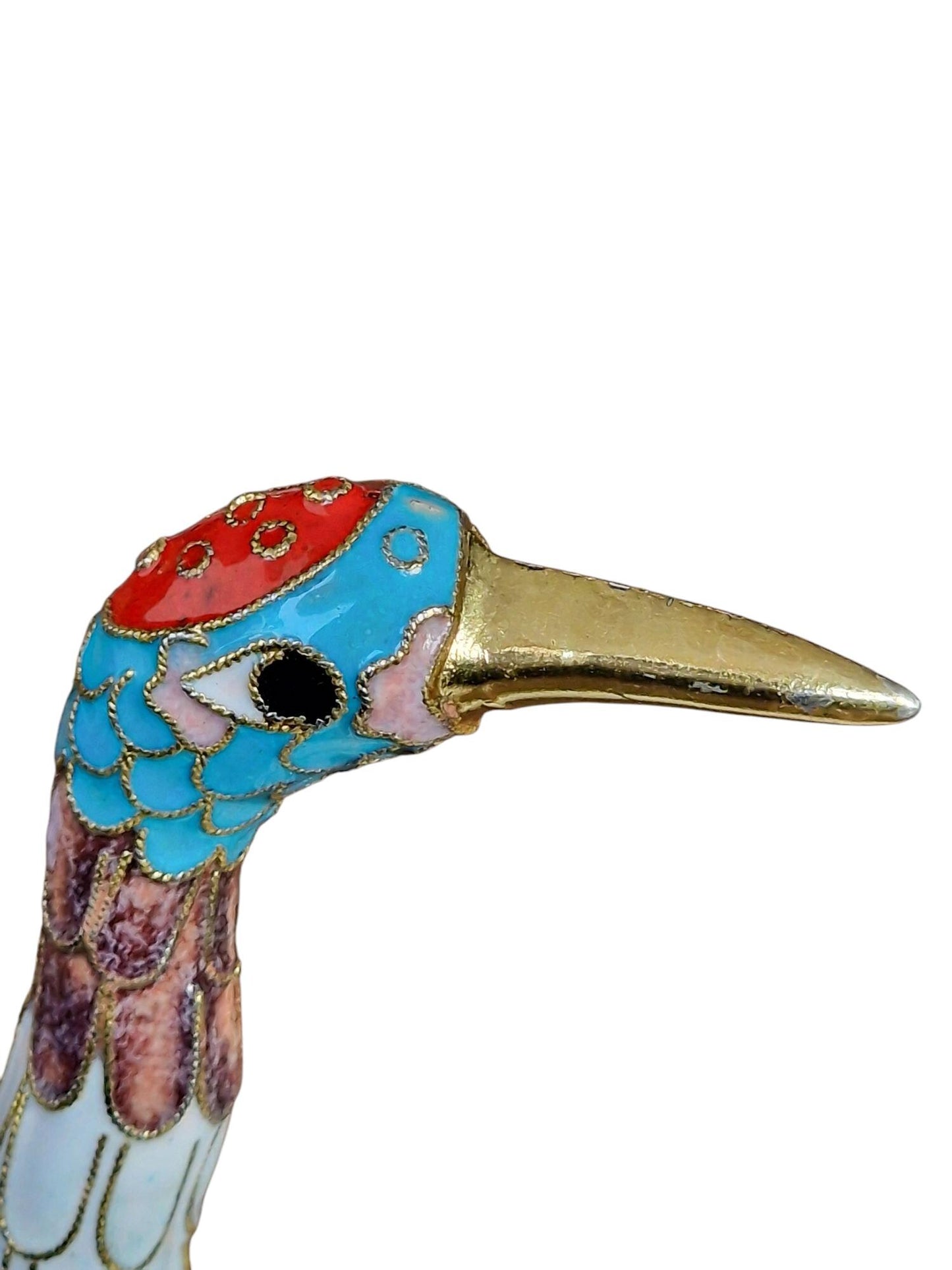 vintage cloisonne ibis crane enamel bird china / japan meiji