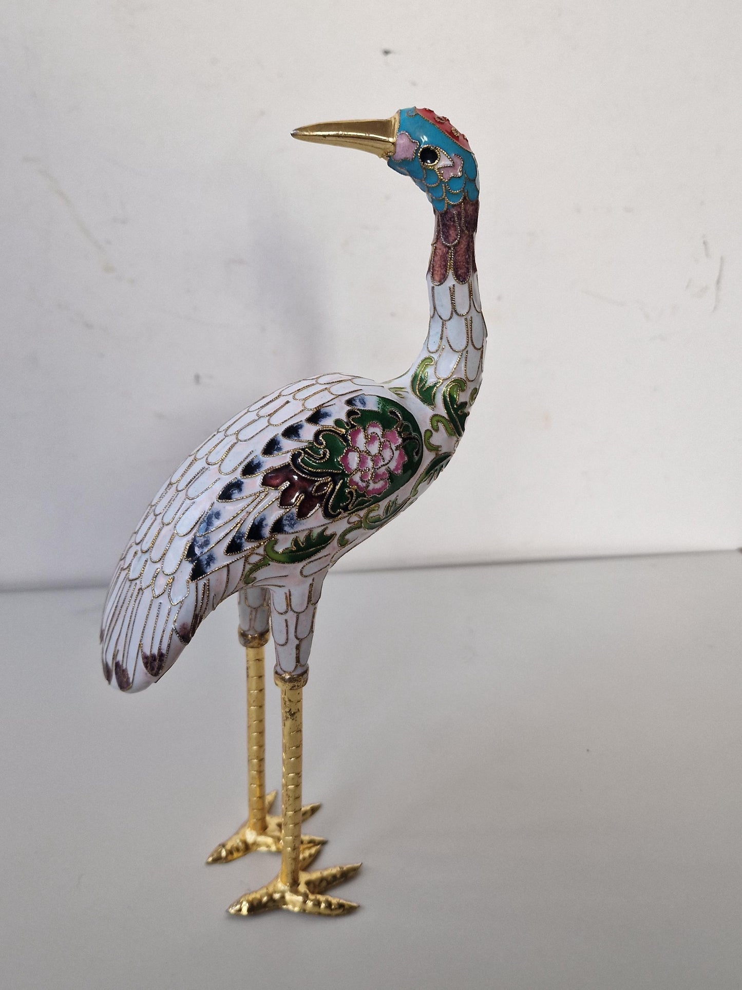 vintage cloisonne ibis crane enamel bird china / japan meiji