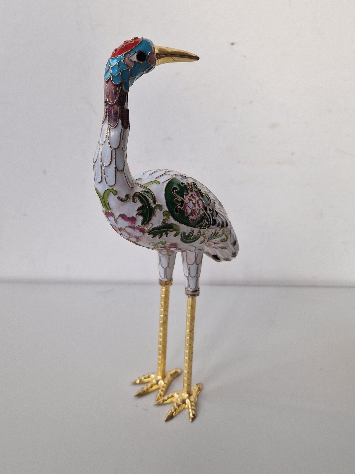 vintage cloisonne ibis crane enamel bird china / japan meiji