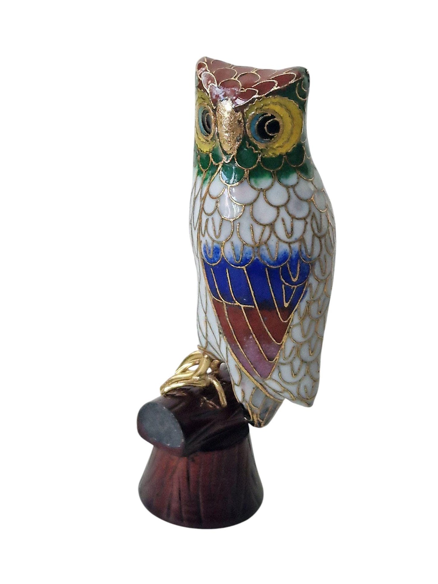 vintage cloisonne ibis owl crane enamel bird china / japan meiji