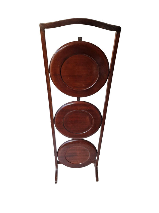 Mahogany Cake Stand, Folding British Butler Tray, 19th Century