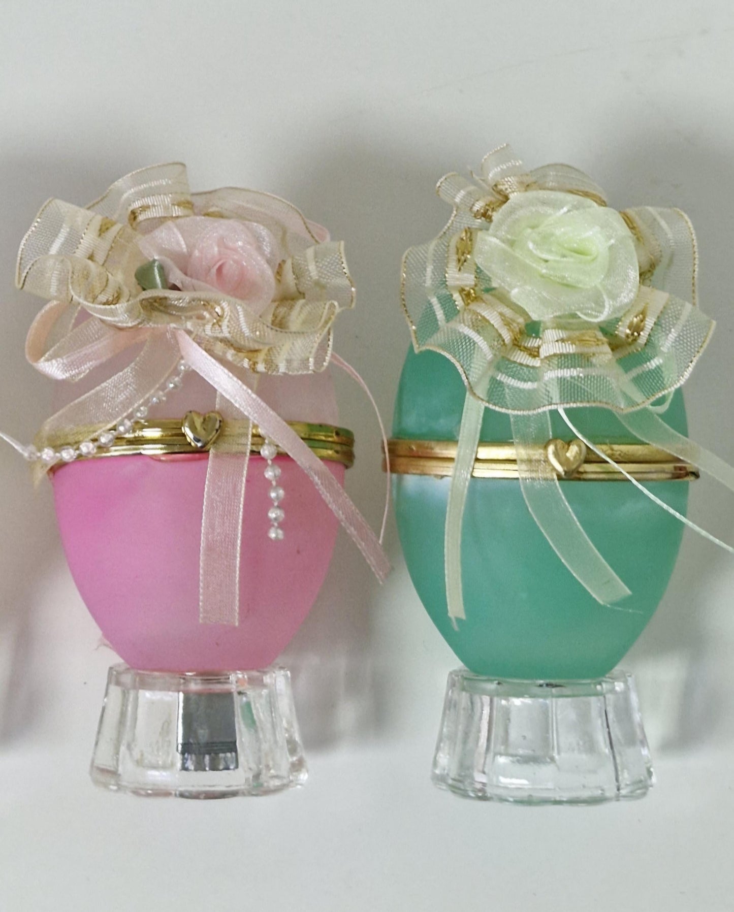Pastel Perspex Faberge Style Egg Trinket Set: French Boudoir Decor