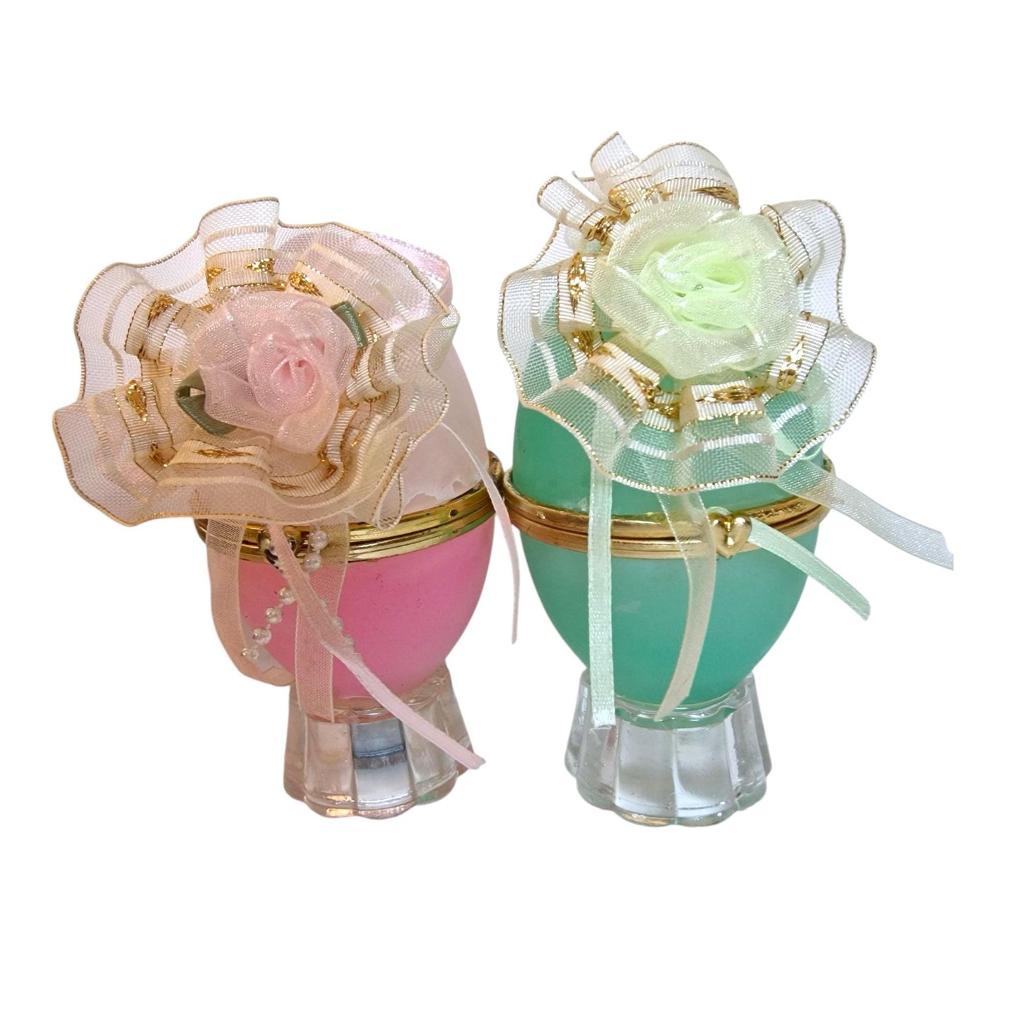 Pastel Perspex Faberge Style Egg Trinket Set: French Boudoir Decor