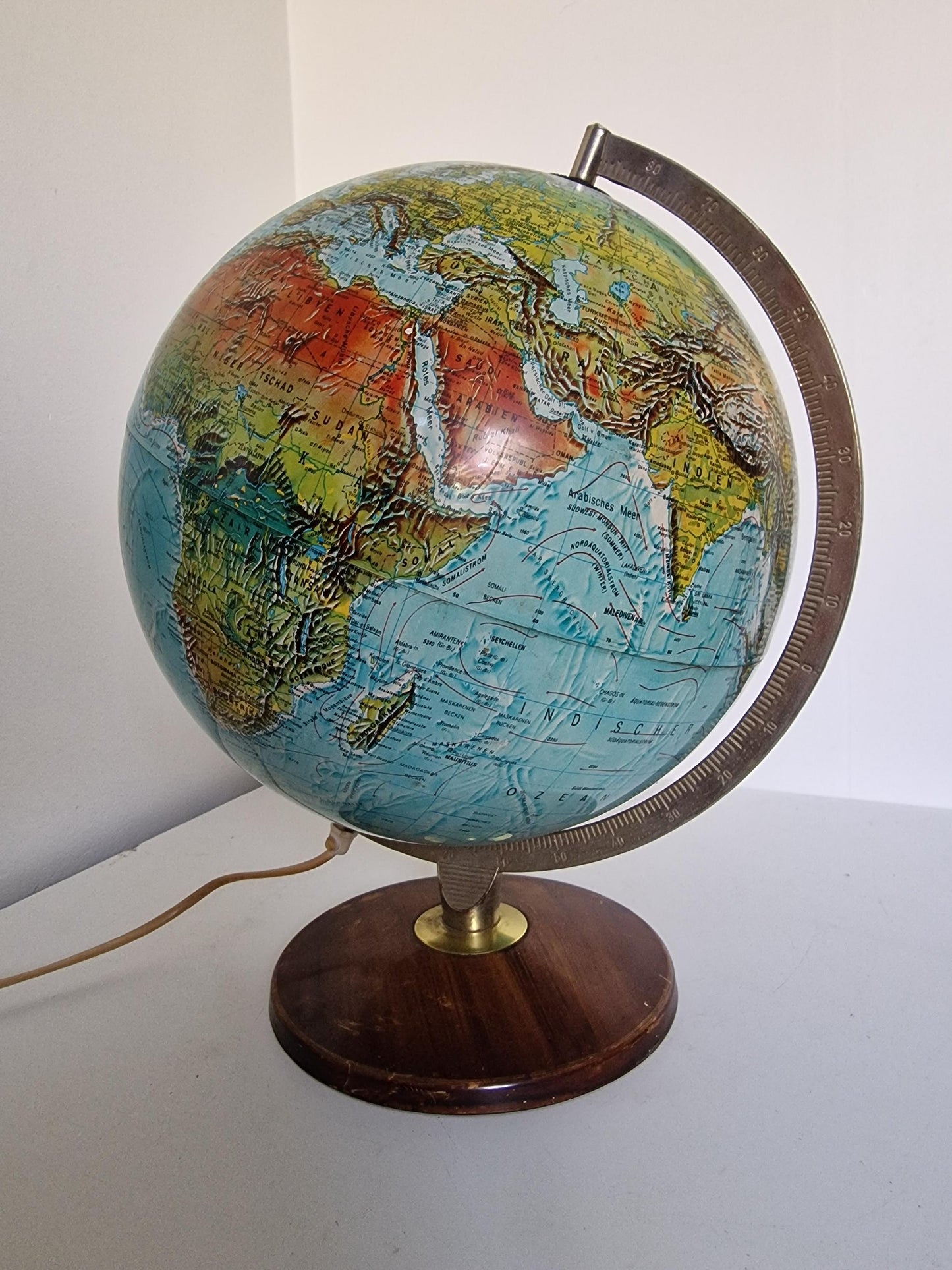 Vintage Danish Scan Globe, Illuminated 1950s World Map