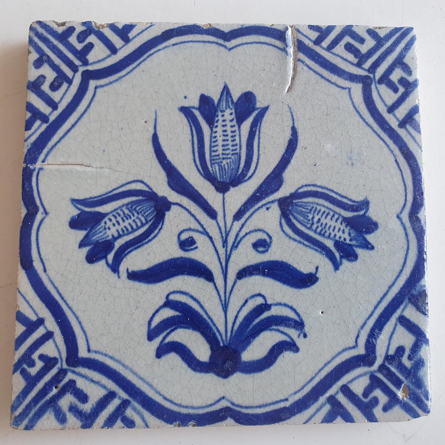 Antieke 17e eeuwse Delft tulpentegel  , antique dutch tile    th1620