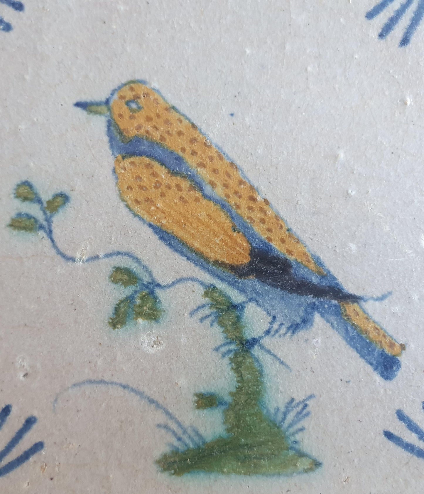 Antique Delft Tile – Polychrome Bird, Circa 1625