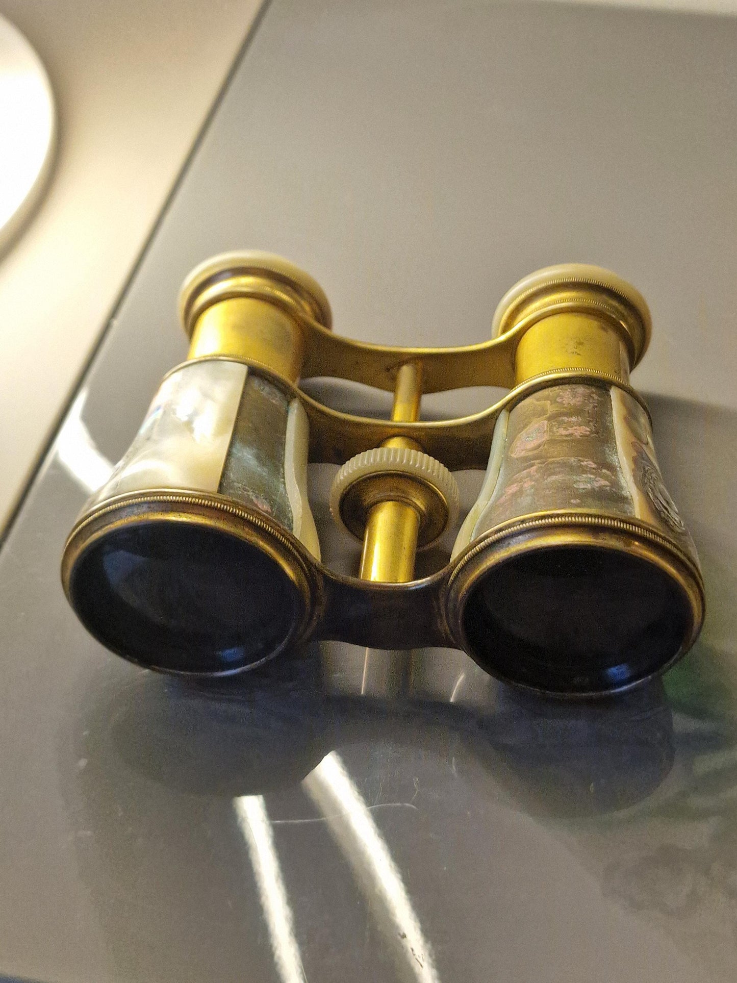 Antique Mother of Pearl Opera Glasses, Gilt Brass Binoculars, Victorian Theater