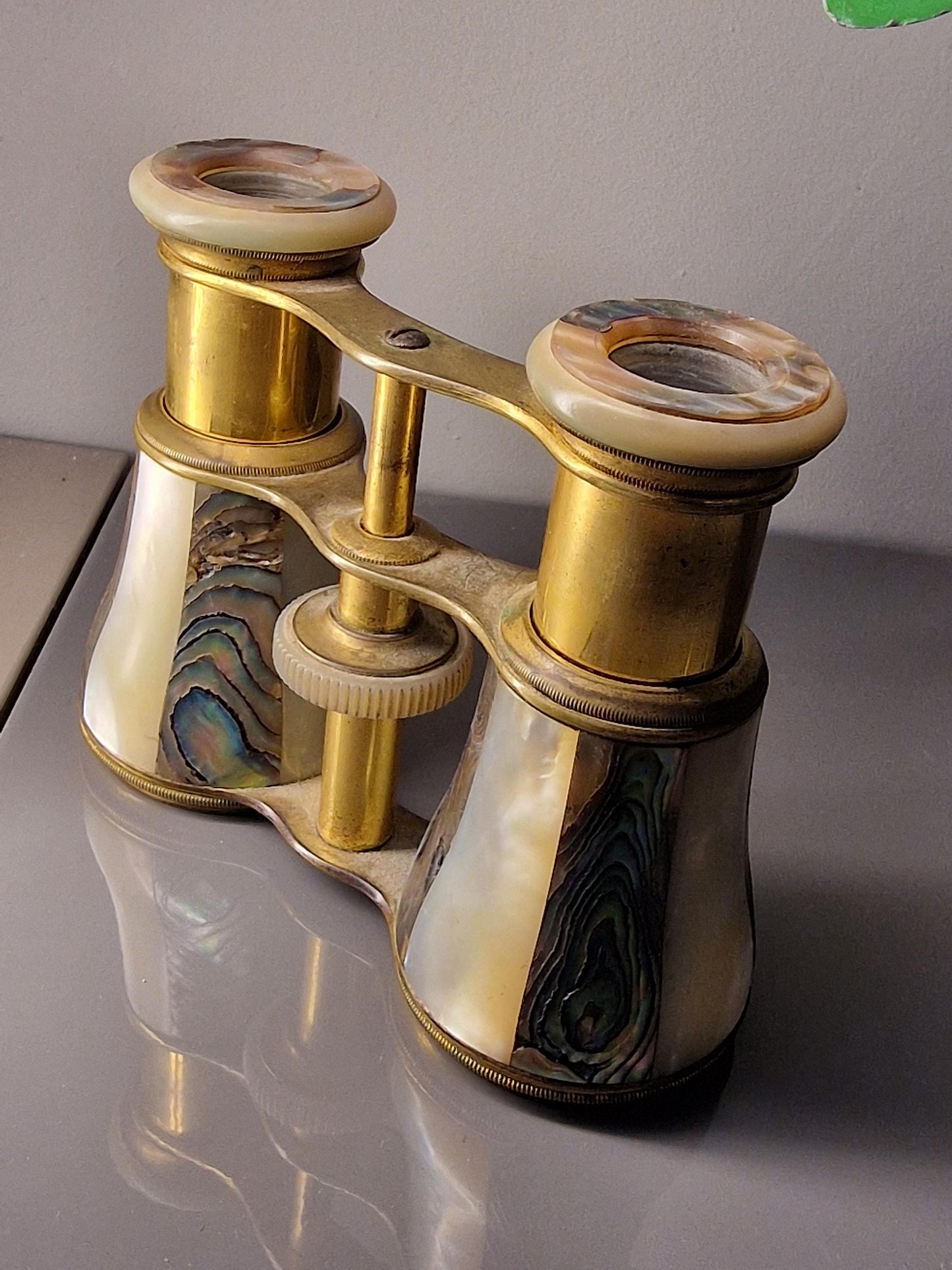 Antique Mother of Pearl Opera Glasses, Gilt Brass Binoculars, Victorian Theater