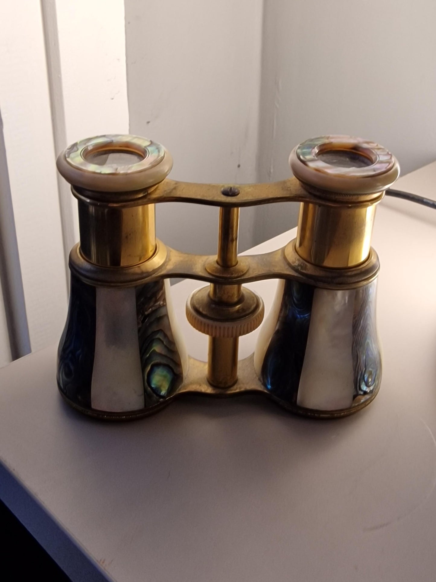 Antique Mother of Pearl Opera Glasses, Gilt Brass Binoculars, Victorian Theater