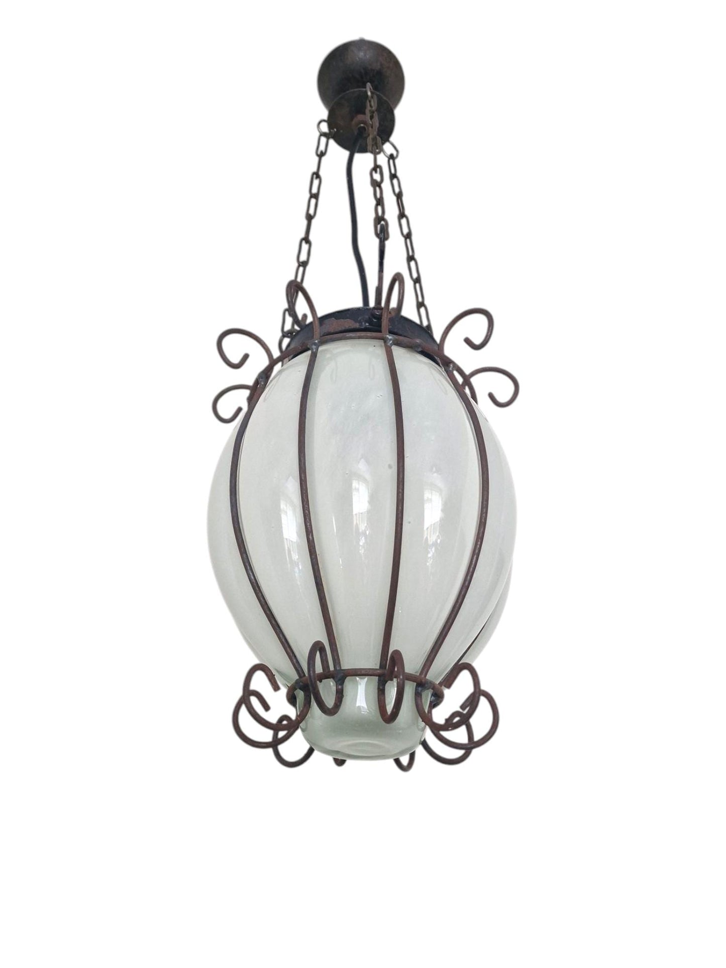 venezian vintage mouthblown glass ceiling lamp. veneziaanse oude hanglamp