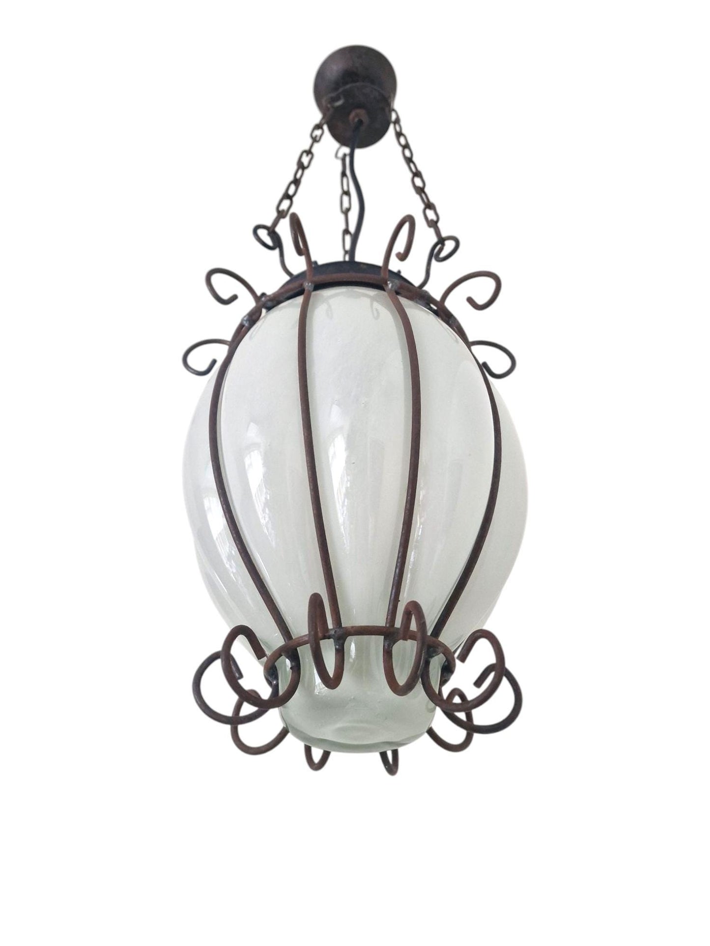 venezian vintage mouthblown glass ceiling lamp. veneziaanse oude hanglamp
