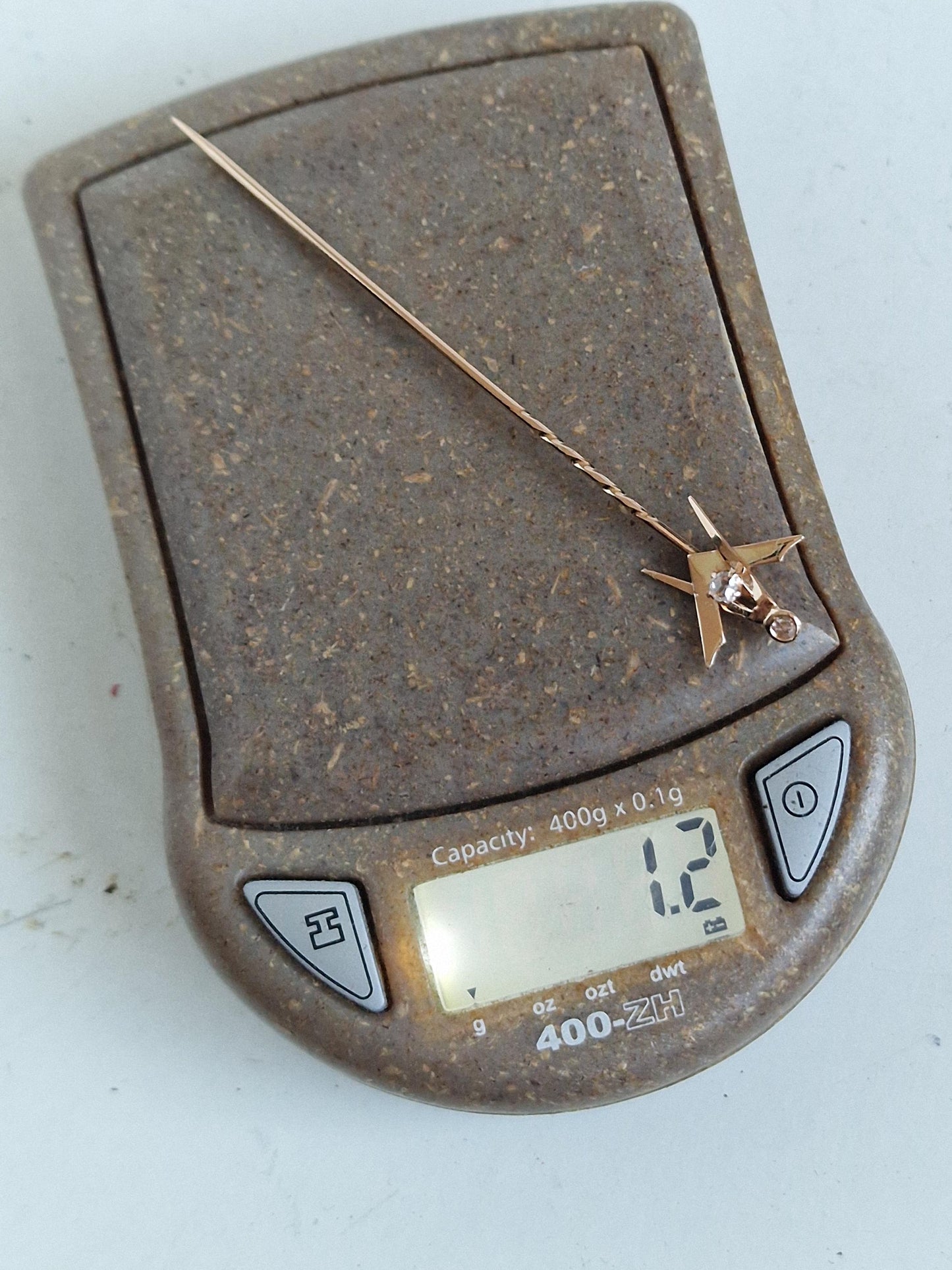 Masonic 14k 585 diamonds freemasonry vrijmetselaar dasspeld brooch pin marked, tested,  rose gold , mint