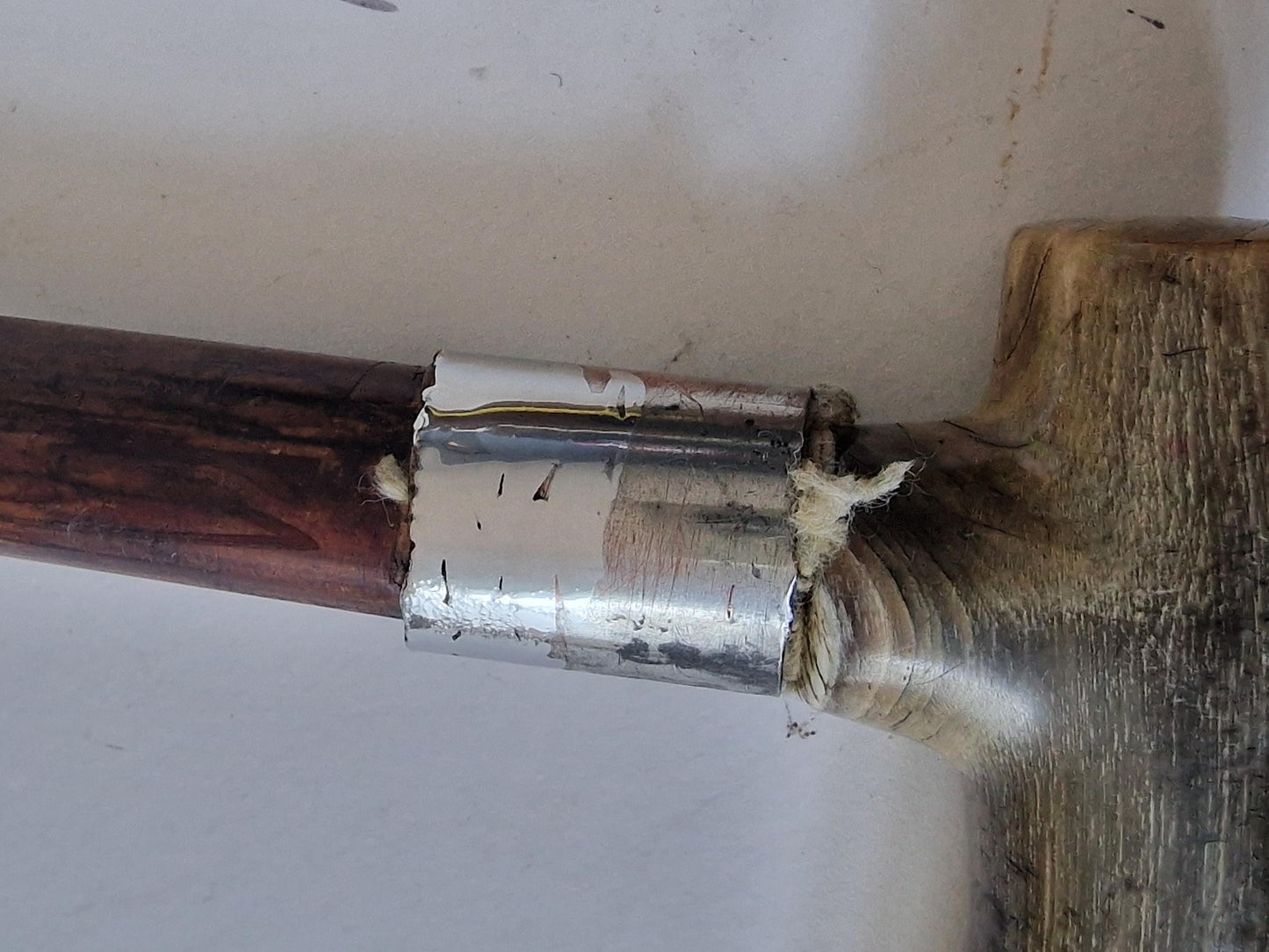 antique walking stick with deer bone , european collection, gentlemen's flannel stick