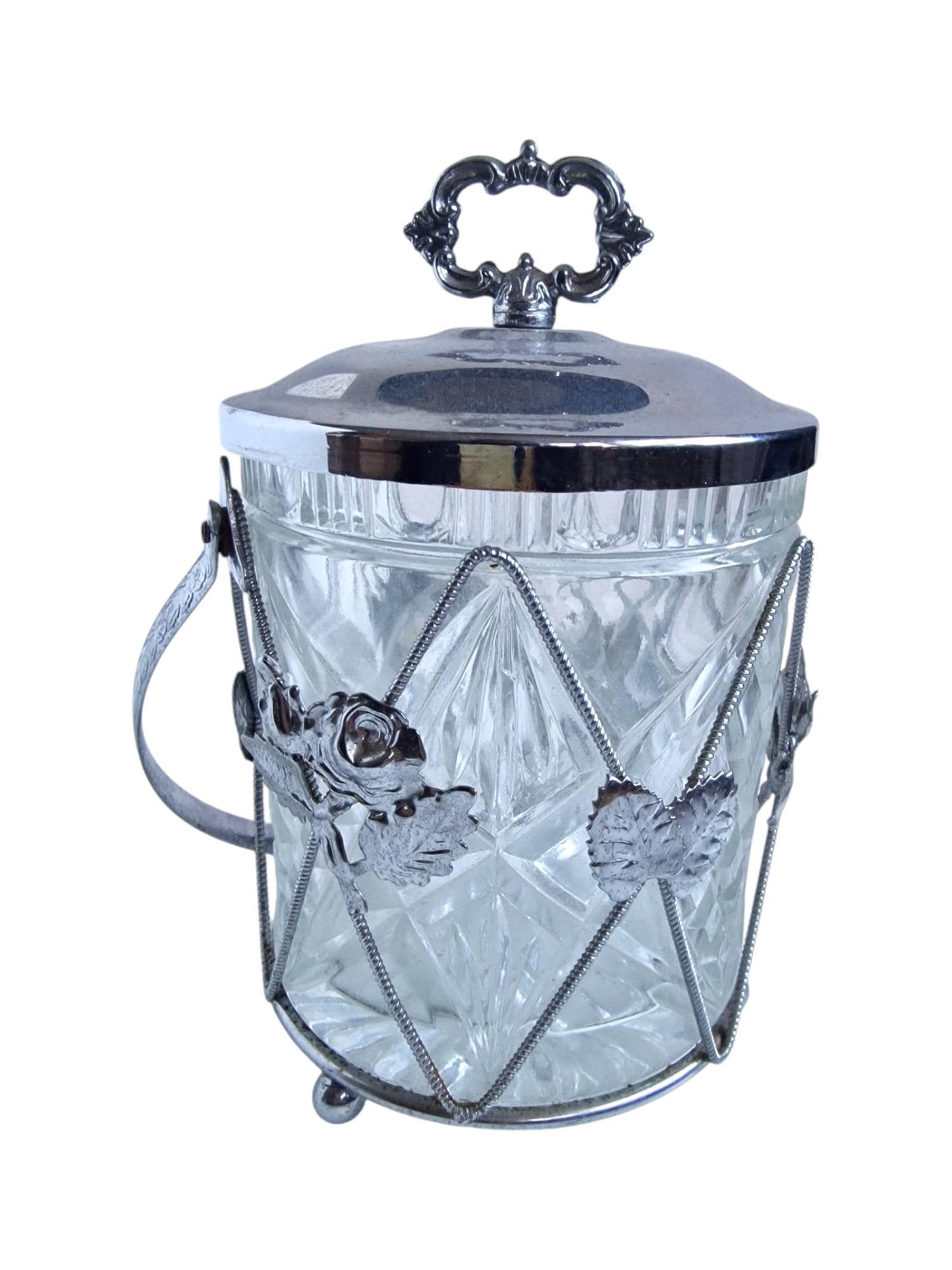 Kristallen ijs emmer met rozen geslepen kristal tsjechie crystal icebucket vintage