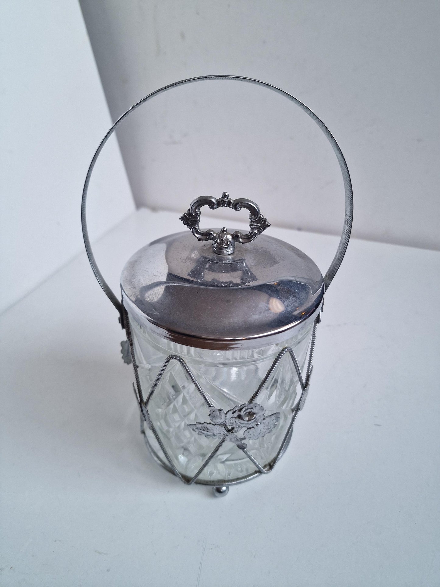Kristallen ijs emmer met rozen geslepen kristal tsjechie crystal icebucket vintage