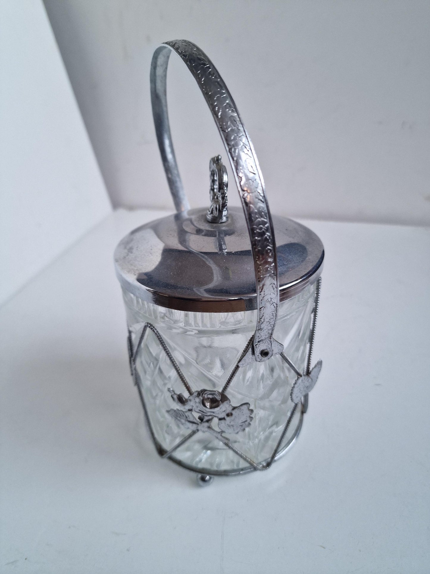 Kristallen ijs emmer met rozen geslepen kristal tsjechie crystal icebucket vintage