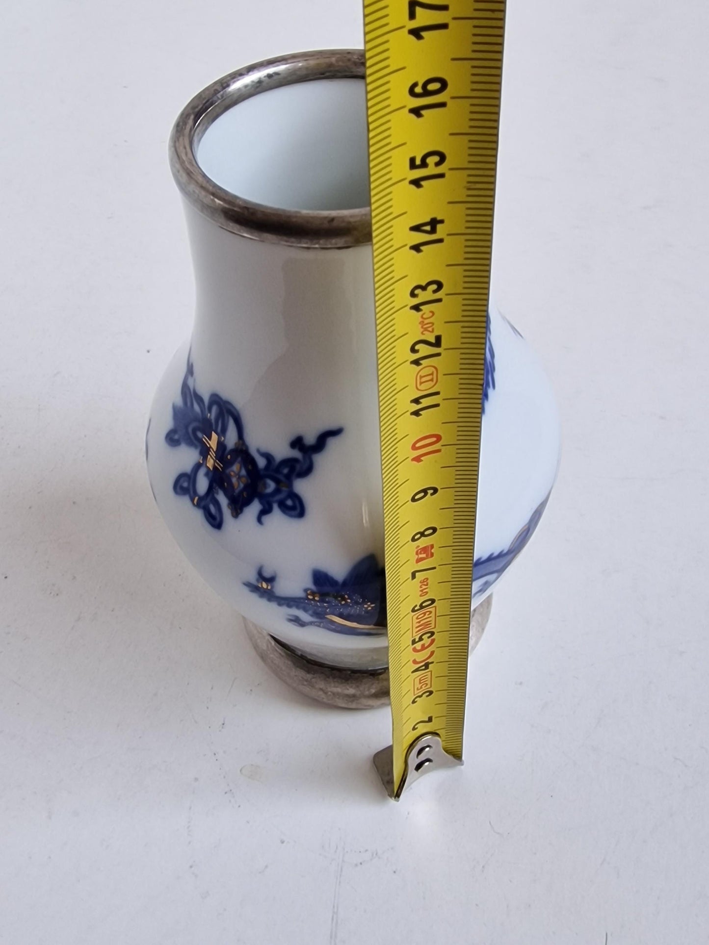 Meissen Porcelain Dragon Vase, 925 Sterling Silver Mount, Circa 1934-45