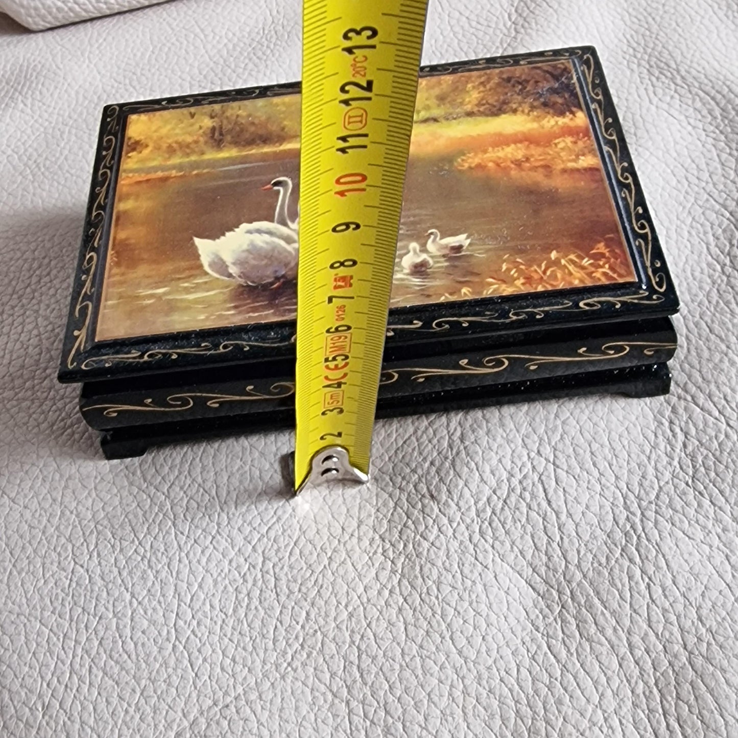 Russian Hand-Painted Lacquer Box, Swan Lake Scene