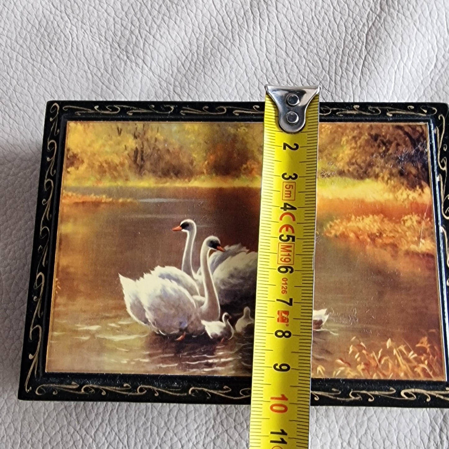 Russian Hand-Painted Lacquer Box, Swan Lake Scene