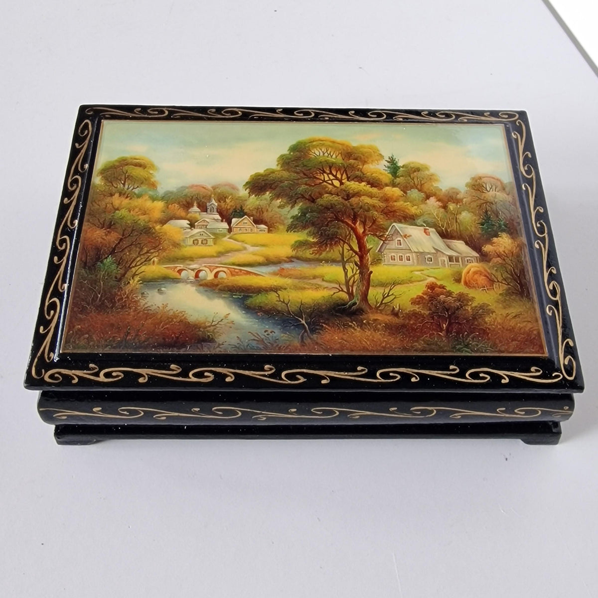 Vintage Russian Lacquer Box, Hand-Painted Fairytale Scene