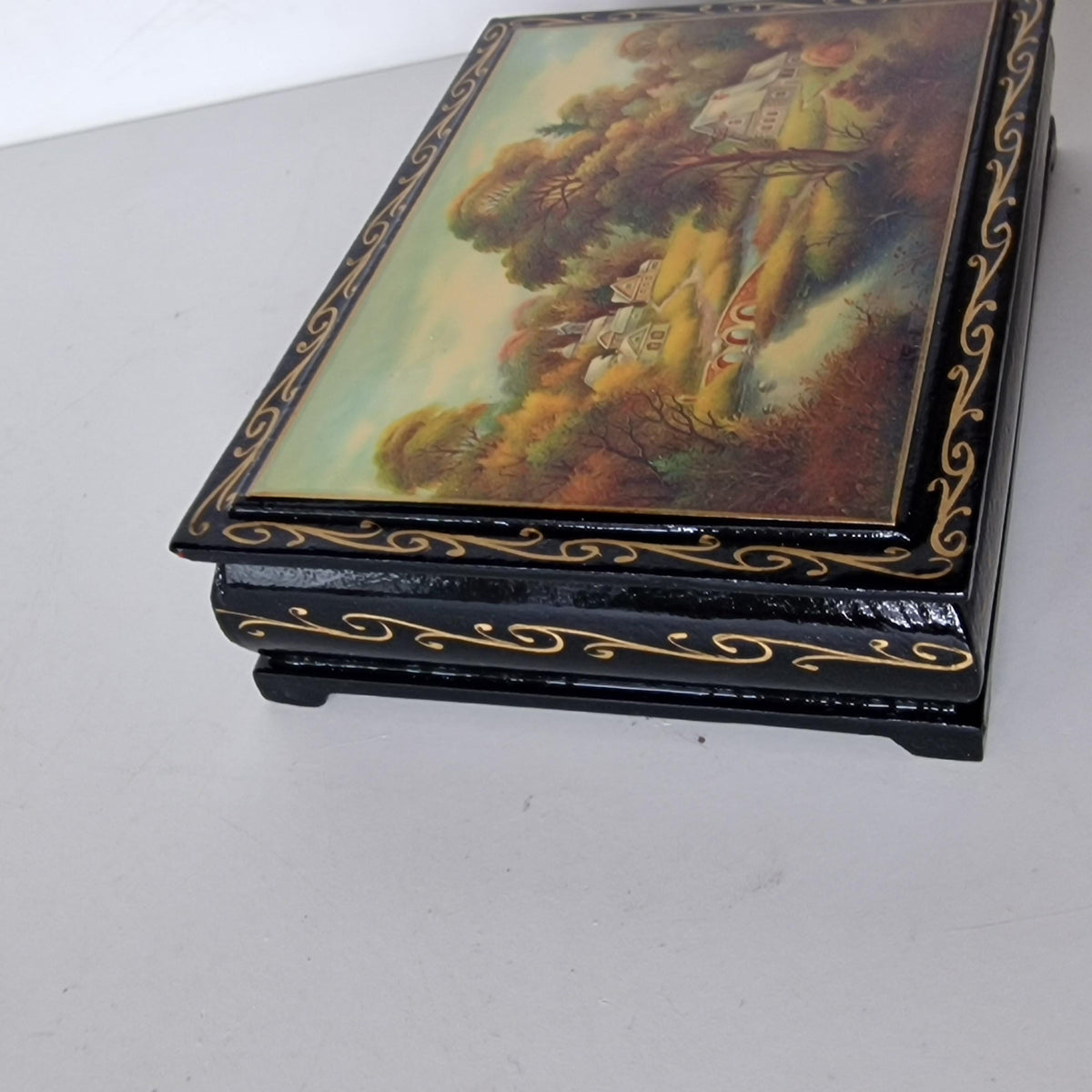 Vintage Russian Lacquer Box, Hand-Painted Fairytale Scene