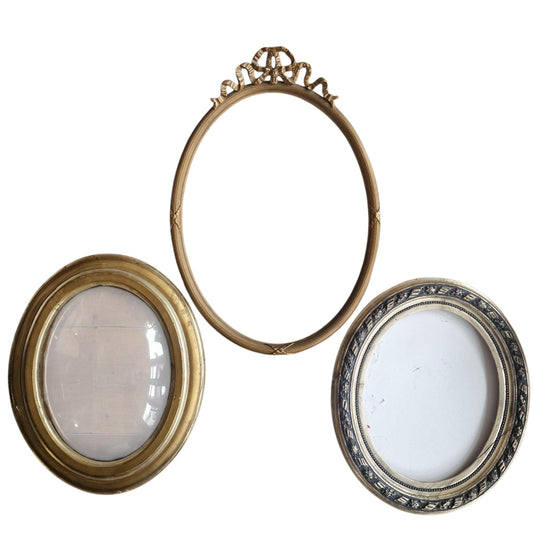 Antique French Oval Picture Frames - Gilt Plaster, Circa 1875 Set
