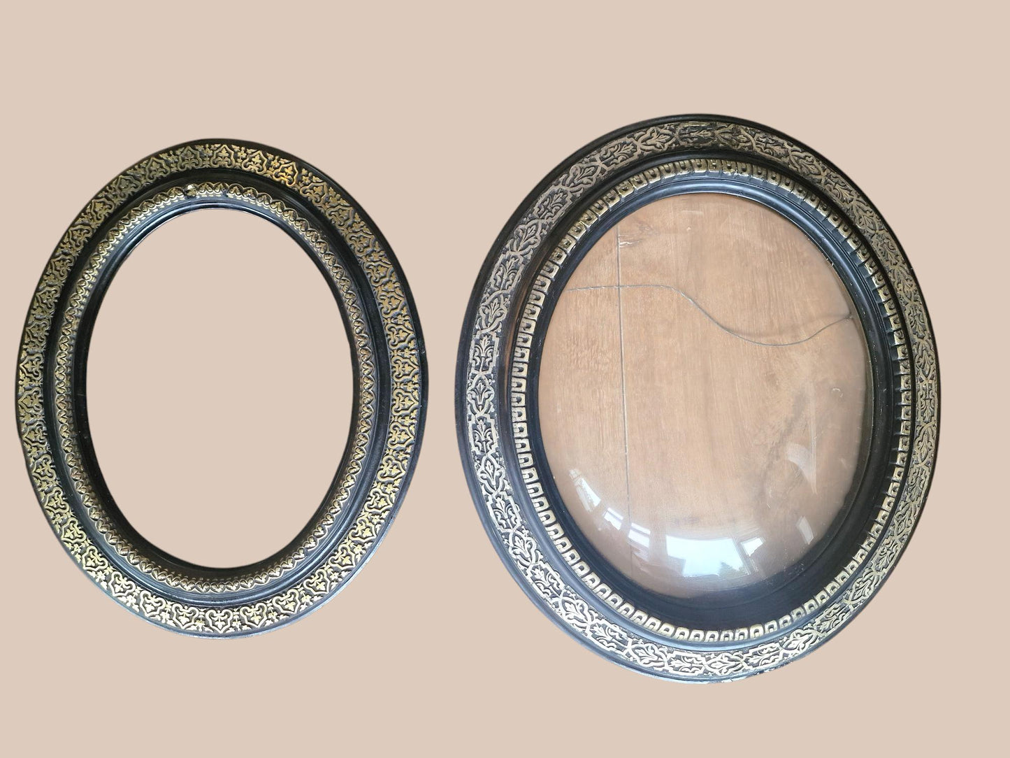 Antique French Oval Frames – Napoleon III Era, Gold Leaf Inlay