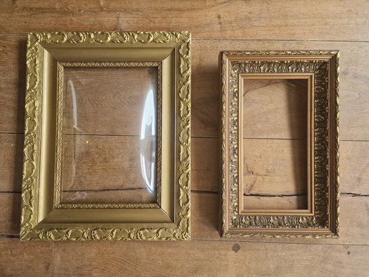Pair of Antique Gilded Frames – 19th Century – Rectangular with Ornate Gesso Molding – French Style