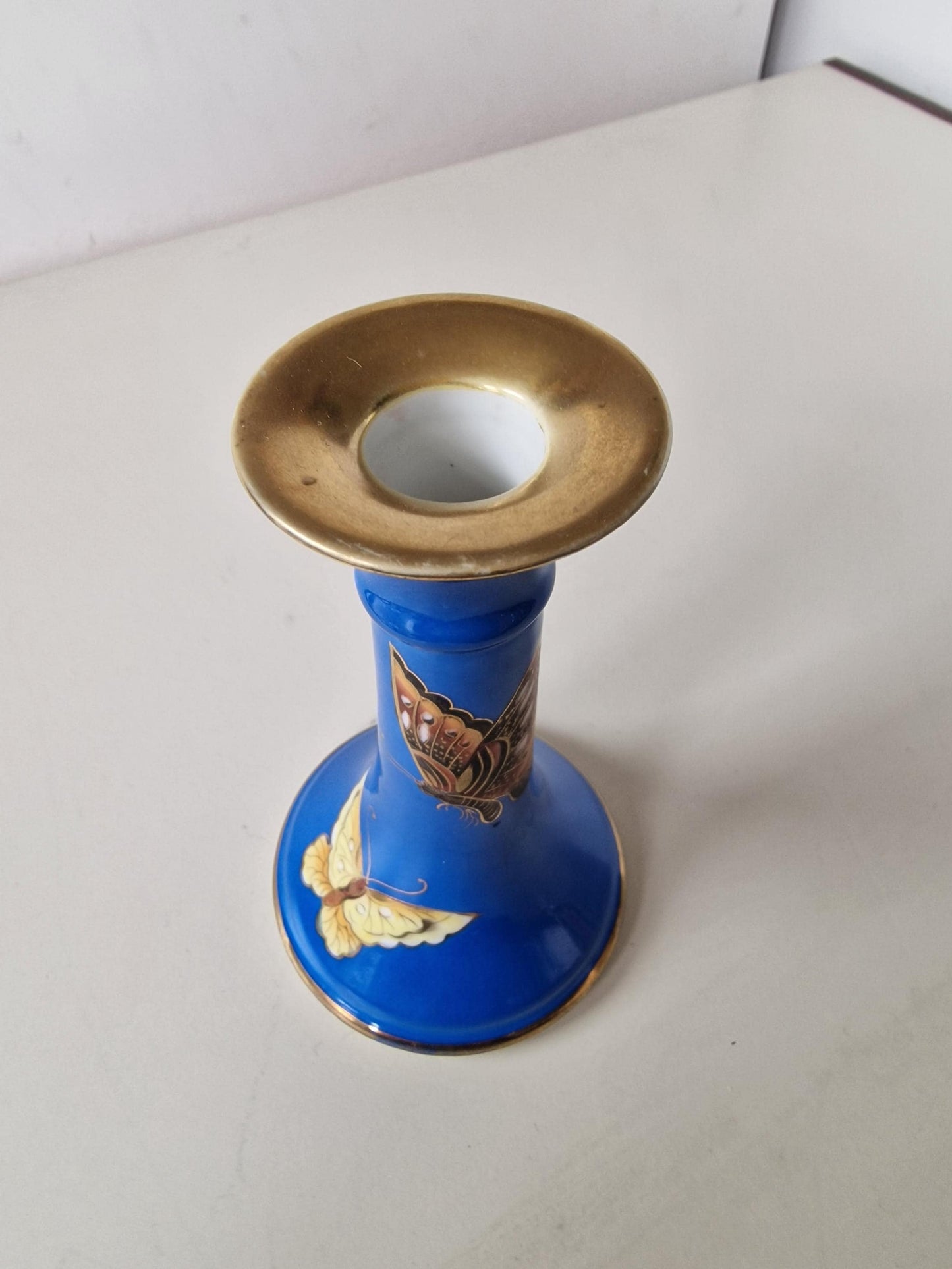 noritake japanese porcelain butterfly vase cobalt blue