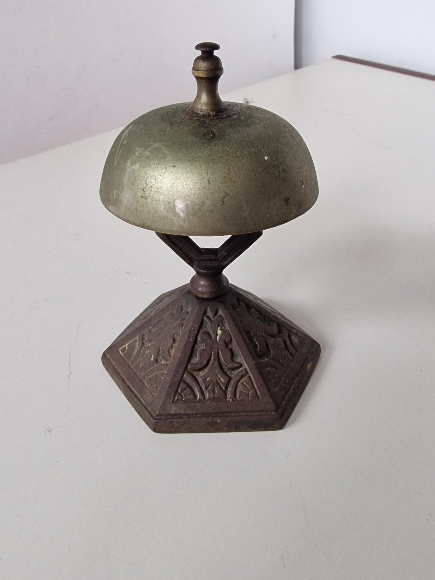 Antique Hotel Desk Bell, Art Nouveau Clerk Counter Bell, 1900s