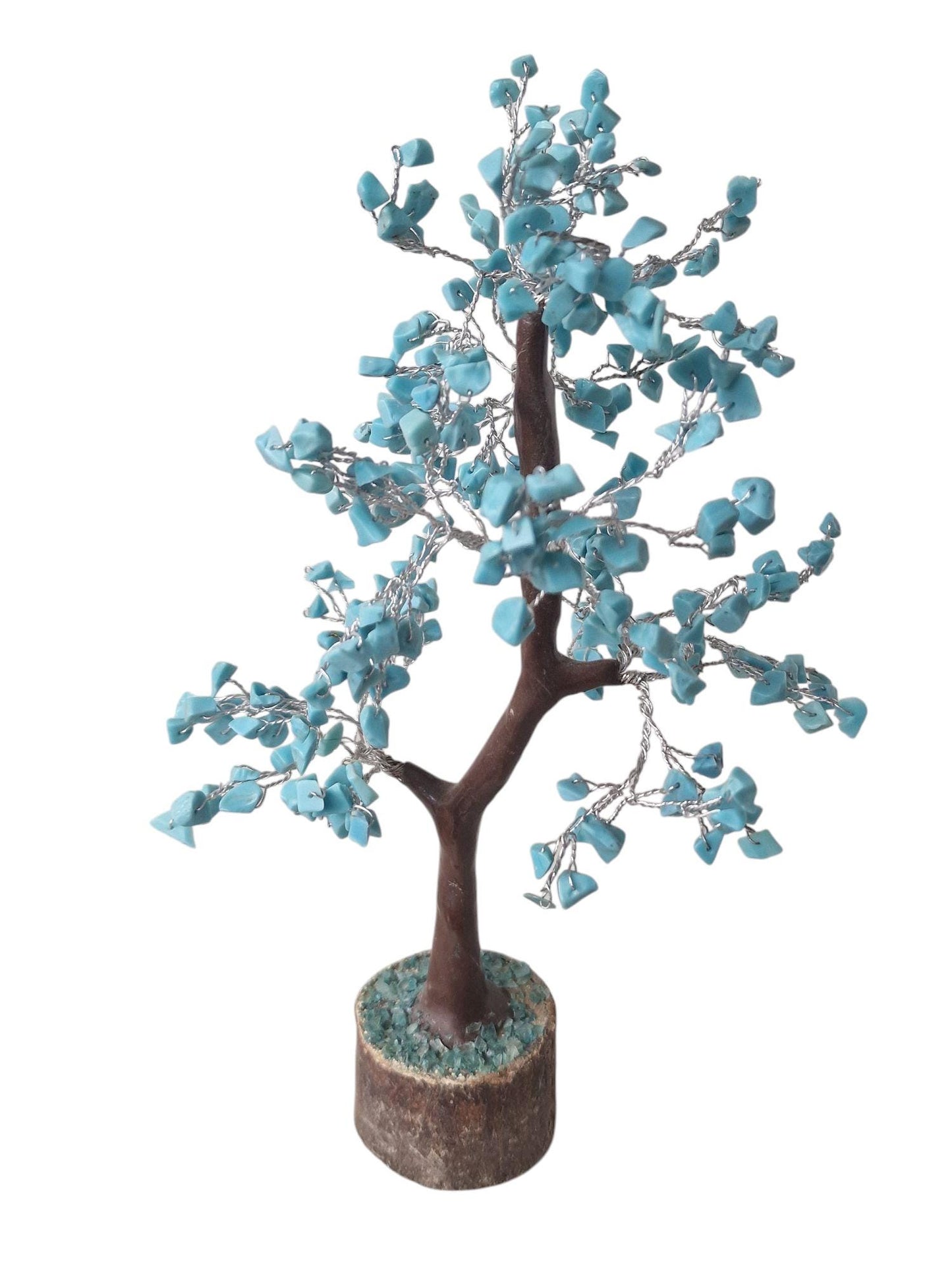 Turquoise Gemstone Bonsai Tree, Wire Sculpture, Chakra Healing