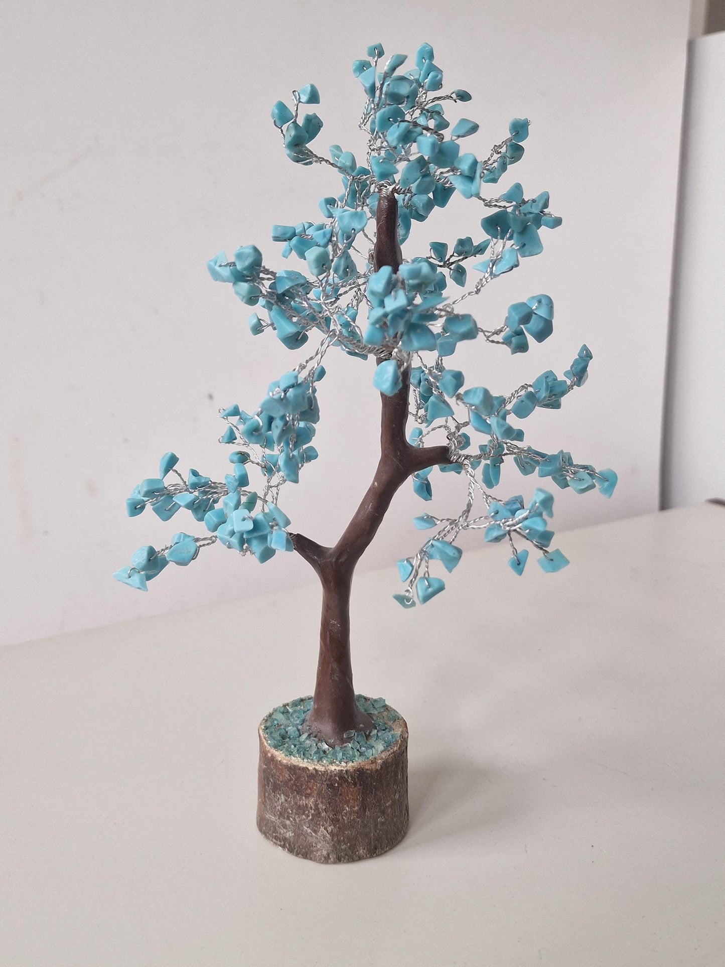 Turquoise Gemstone Bonsai Tree, Wire Sculpture, Chakra Healing