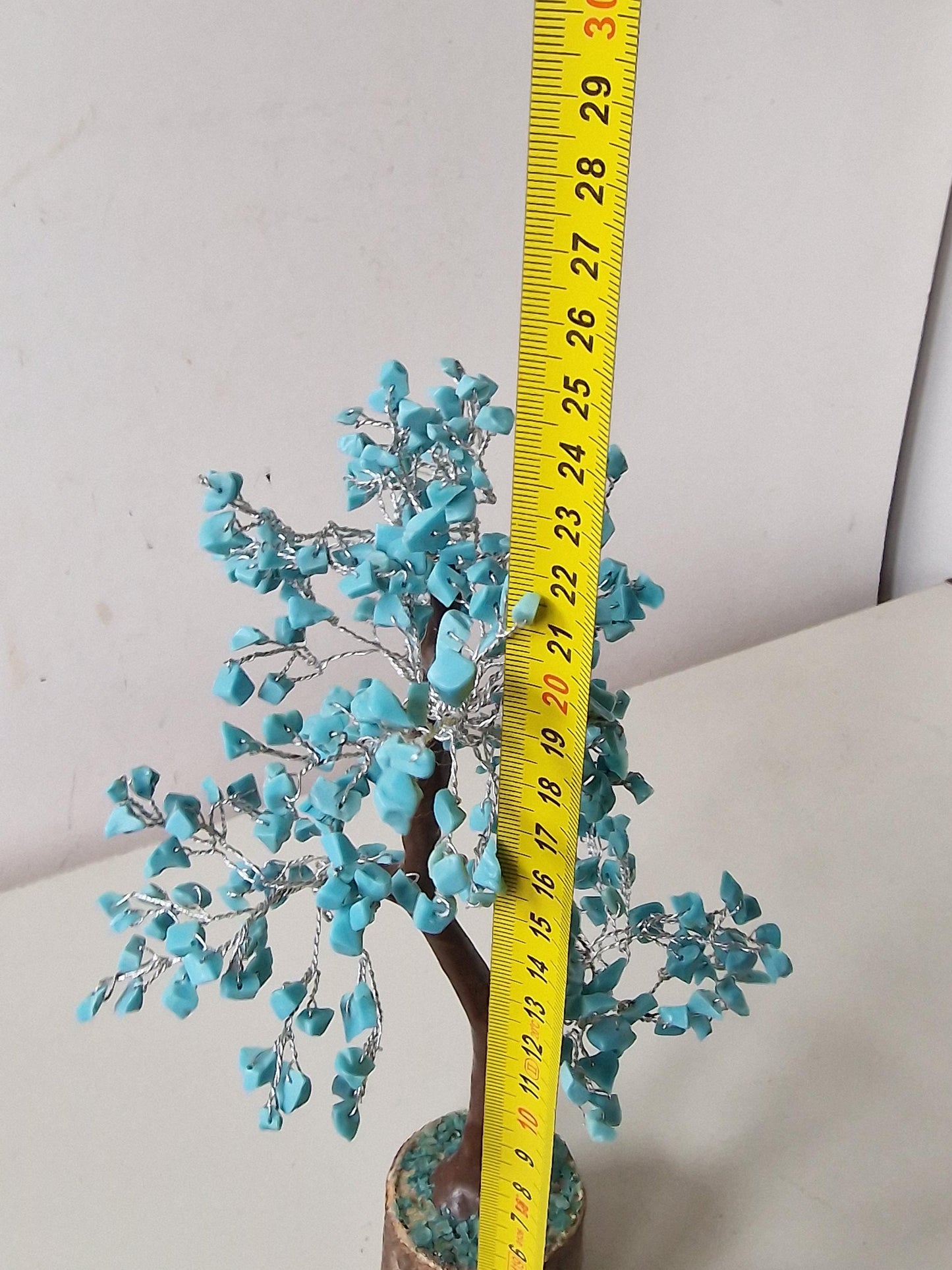 Turquoise Gemstone Bonsai Tree, Wire Sculpture, Chakra Healing
