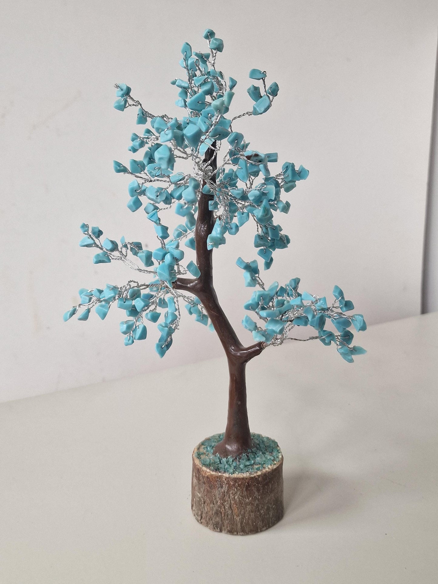 Turquoise Gemstone Bonsai Tree, Wire Sculpture, Chakra Healing