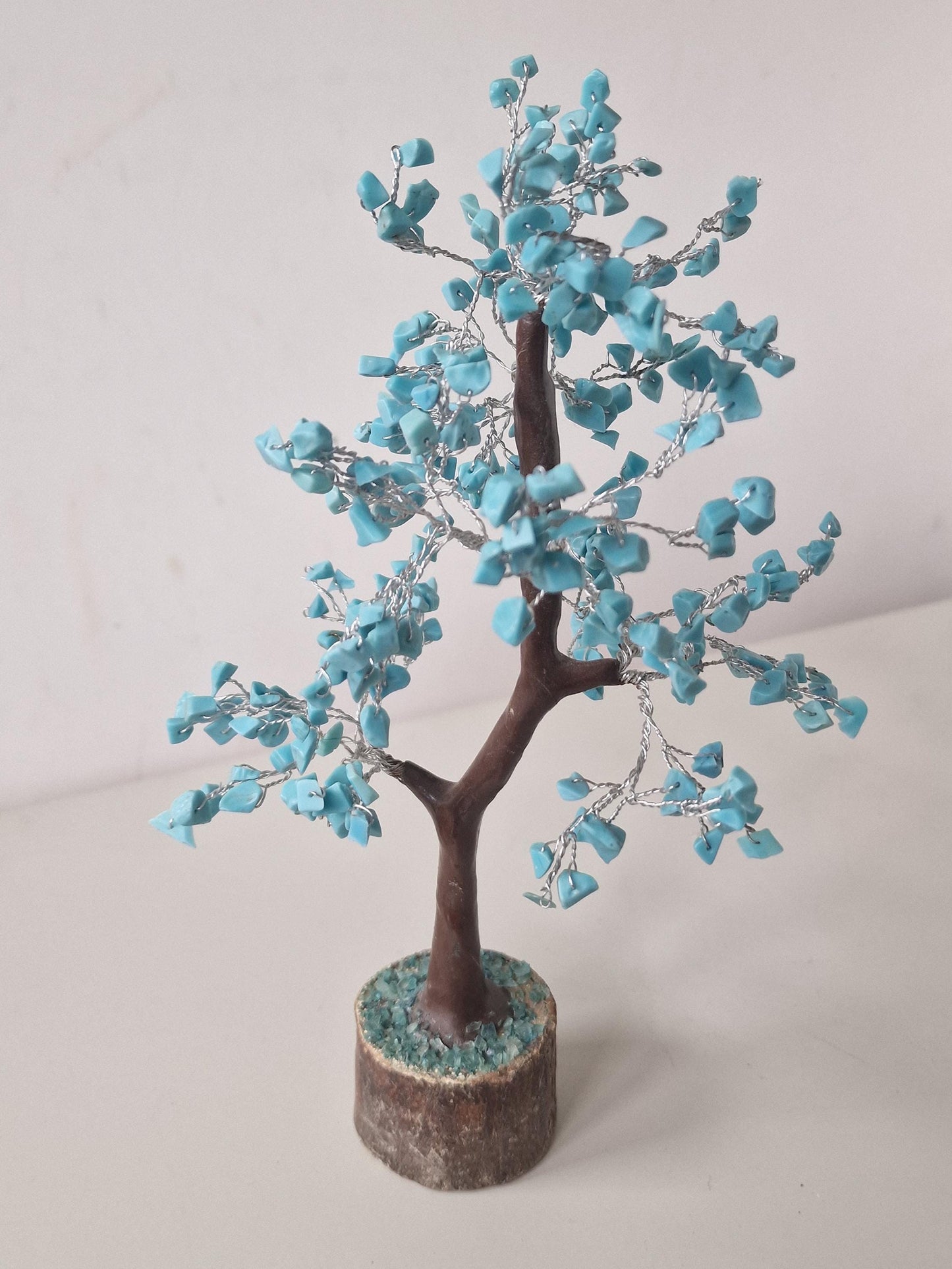 Turquoise Gemstone Bonsai Tree, Wire Sculpture, Chakra Healing