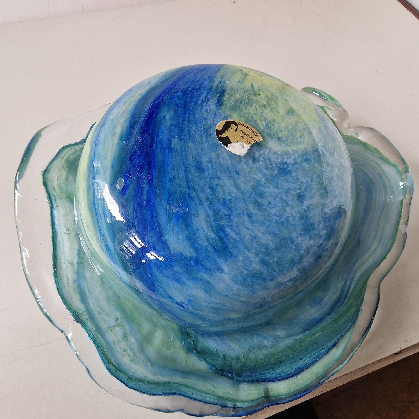 Bowl object  german glass art by peter kaspar, 25 cm,