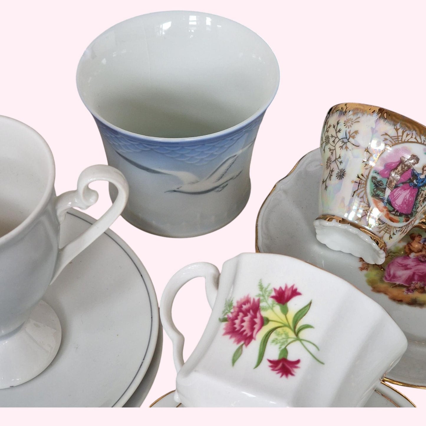 Vintage European Porcelain Tea Set, 34 Piece, Bing & Grondahl, Wedgwood, Royal Albert
